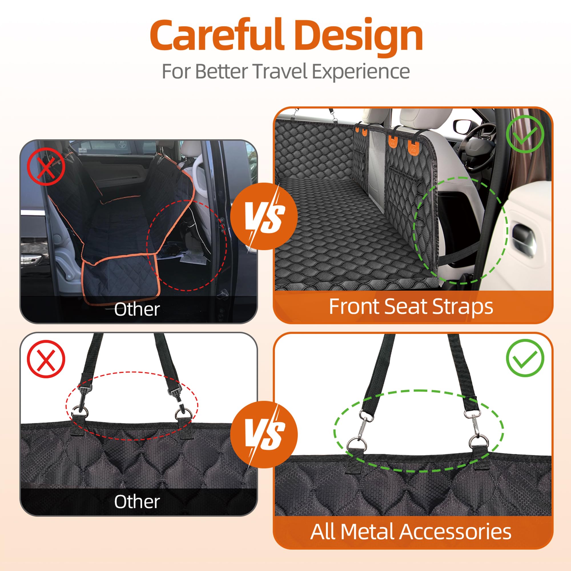 Furroom Back Seat Extender For Dogs- Holds 400Lbs, Dog Car Seat Cover For Backseat Hard Bottom 100% Waterproof Non-Slip Scratch