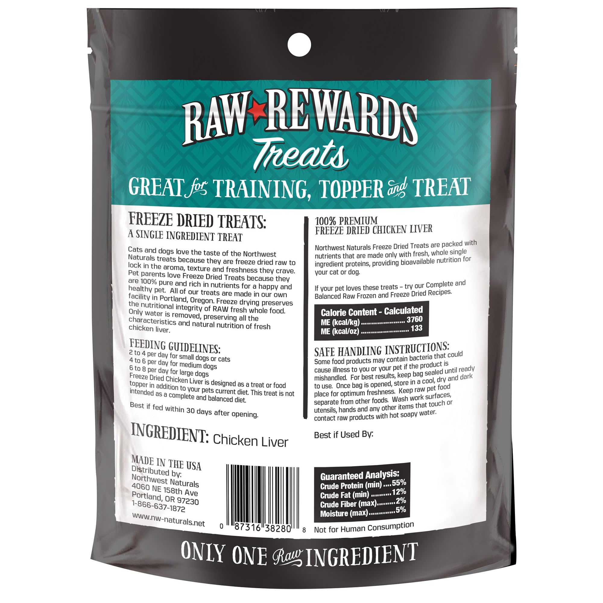 Northwest Naturals Raw Rewards Freeze-Dried Chicken Liver Treats for Dogs and Cats - Bite-Sized Pieces - Healthy, 1 Ingredient,