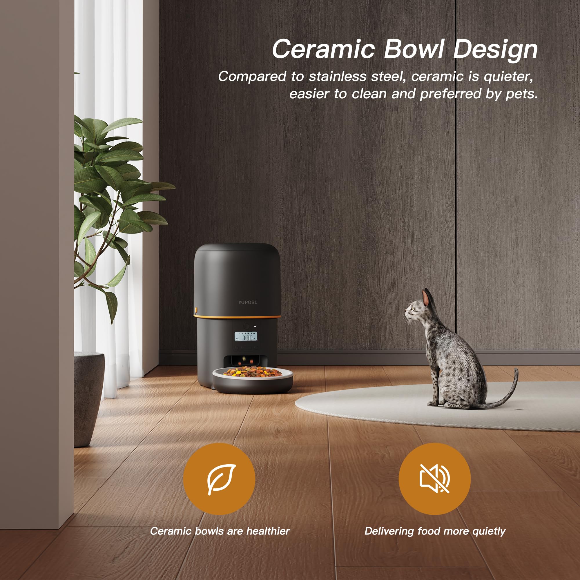 Automatic Cat Feeder - 2L Cat Food Dispenser, Timed Auto Pet Feeder with 180-day Battery Life, 1-6 Meals Per Day, 1-16 Portion,