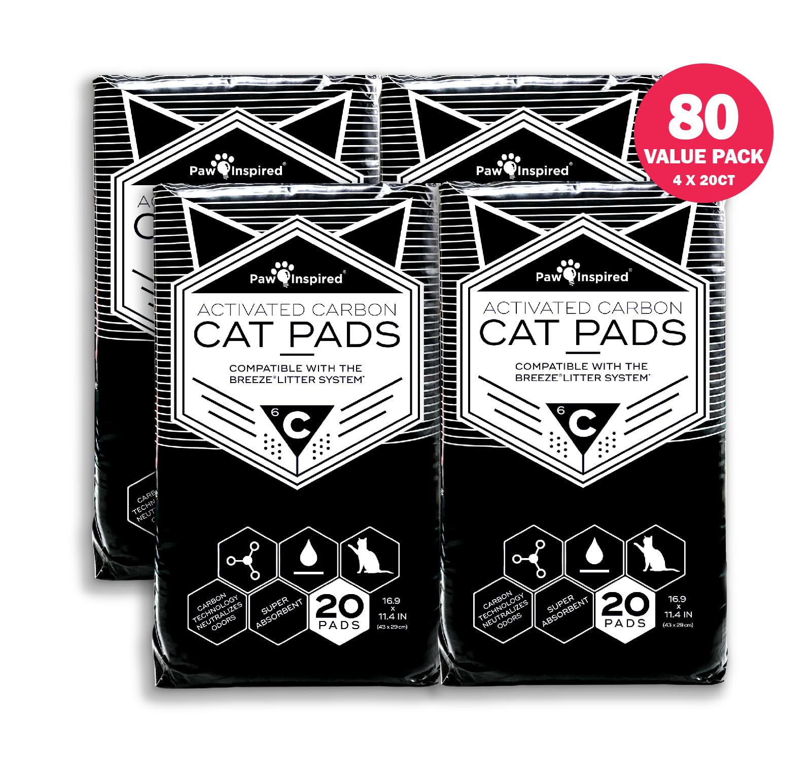Peritas Activated Carbon Cat Pads For Breeze Tidy Cat Litter System