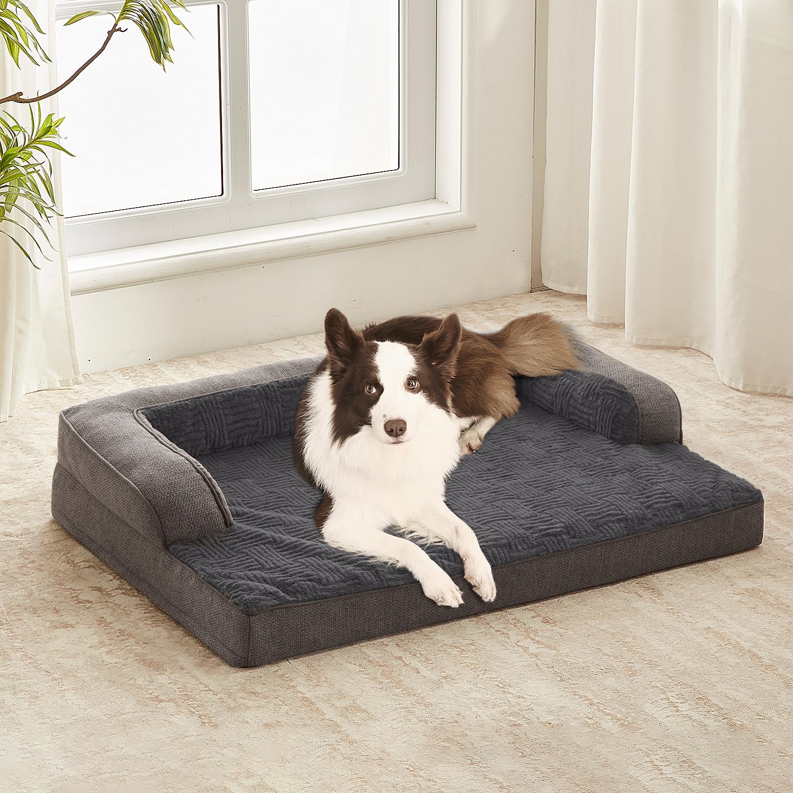 Windracing Dog Beds For Xlarge,Large Dogs,Orthopedic Dog Sofa Bed With Removable Washable Cover,Waterproof Egg Foam Pet Couch Be