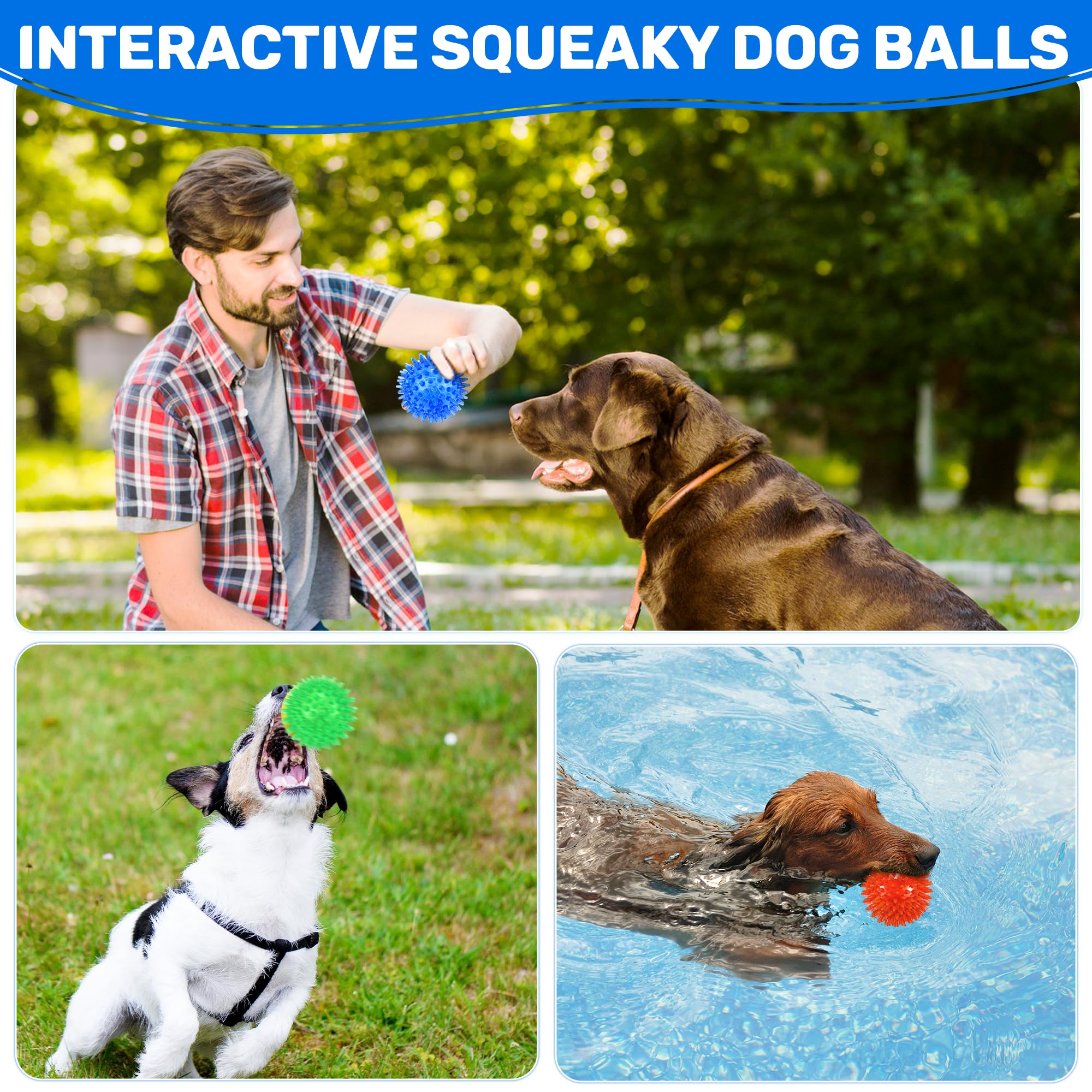 Ousiya 6 Pack 2.5 Light Up Squeaky Dog Balls - Spiky Dog Toy for Small & Medium Dogs, Perfect for Playtime and Exercise