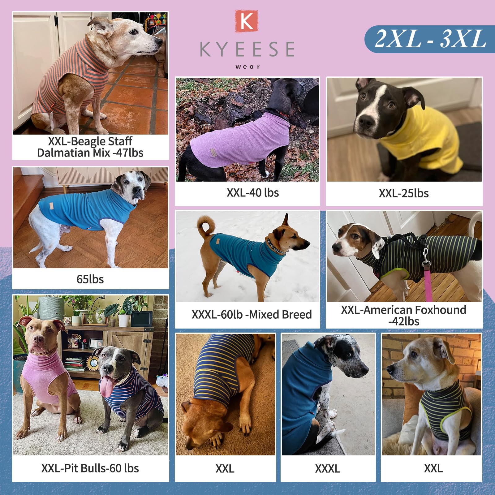 Kyeese 2Pack Dog Sweater Warm Dog Clothes Stretchy Dog Sweater Large Size Dog Soft Dog Sweatshirt Pullover Large Dog Sweater Turtleneck Dog Coats Dog Sweaters For Large Dogs