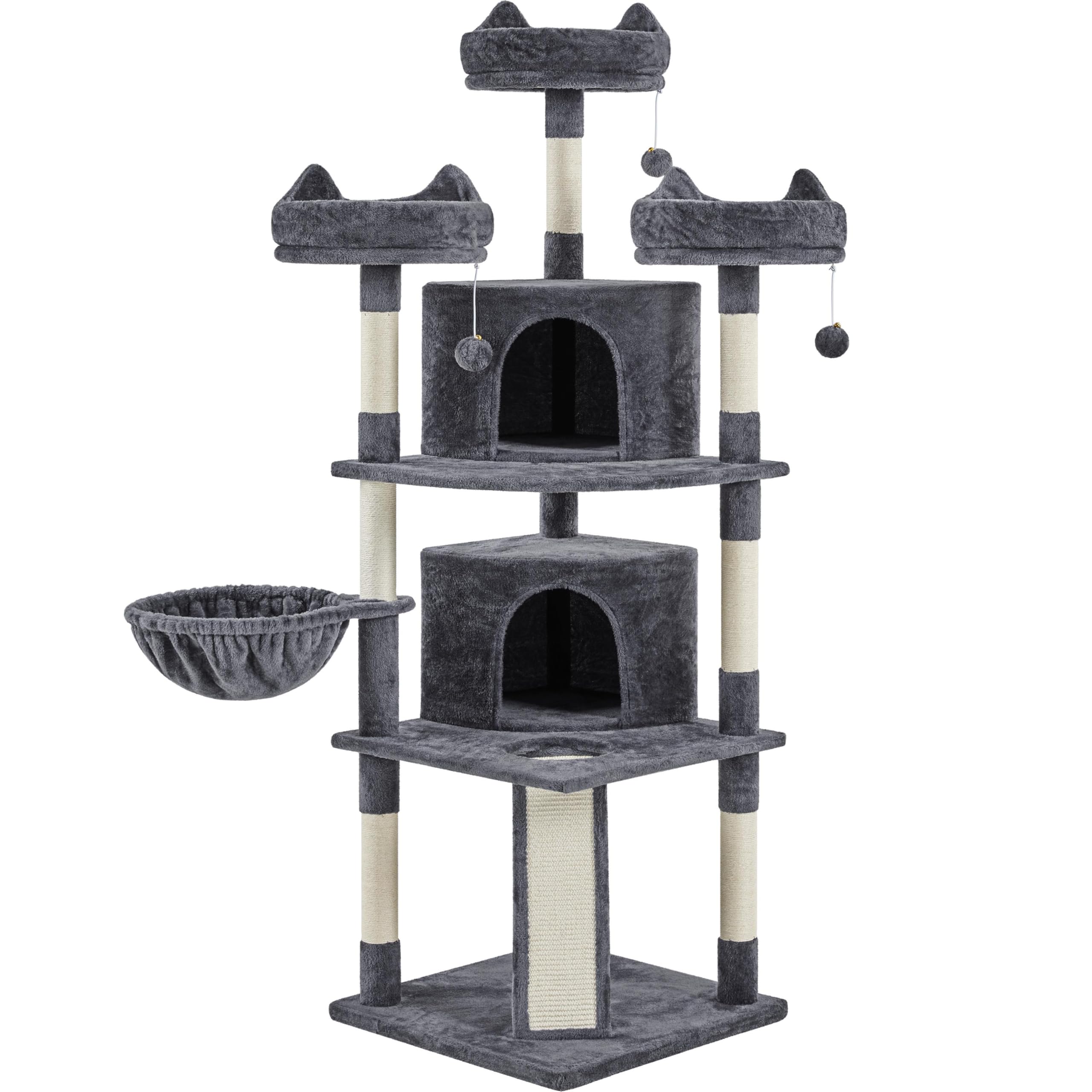 Topeakmart Large Cat Tower Cat Tree With Caves Condos, Platforms Scratching Board & Scratching Posts As Cat Activity Center, Pet