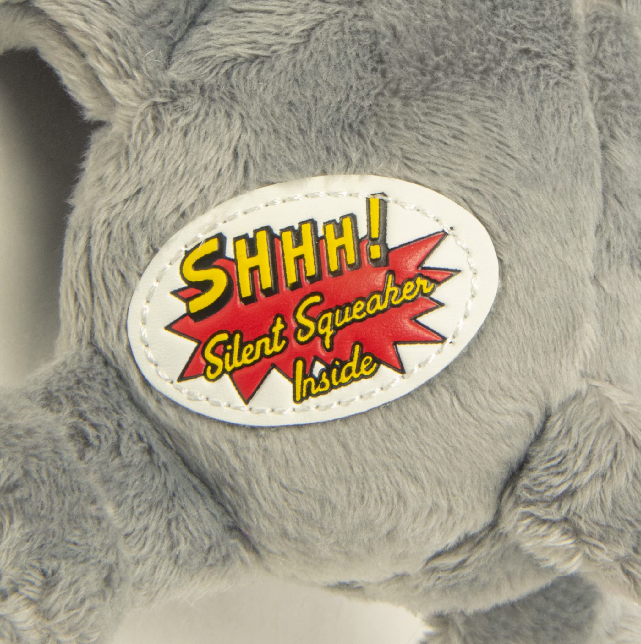Godog Crazy Hairs Elephant Silent Squeak Plush Dog Toy, Chew Guard Technology - Gray, Small