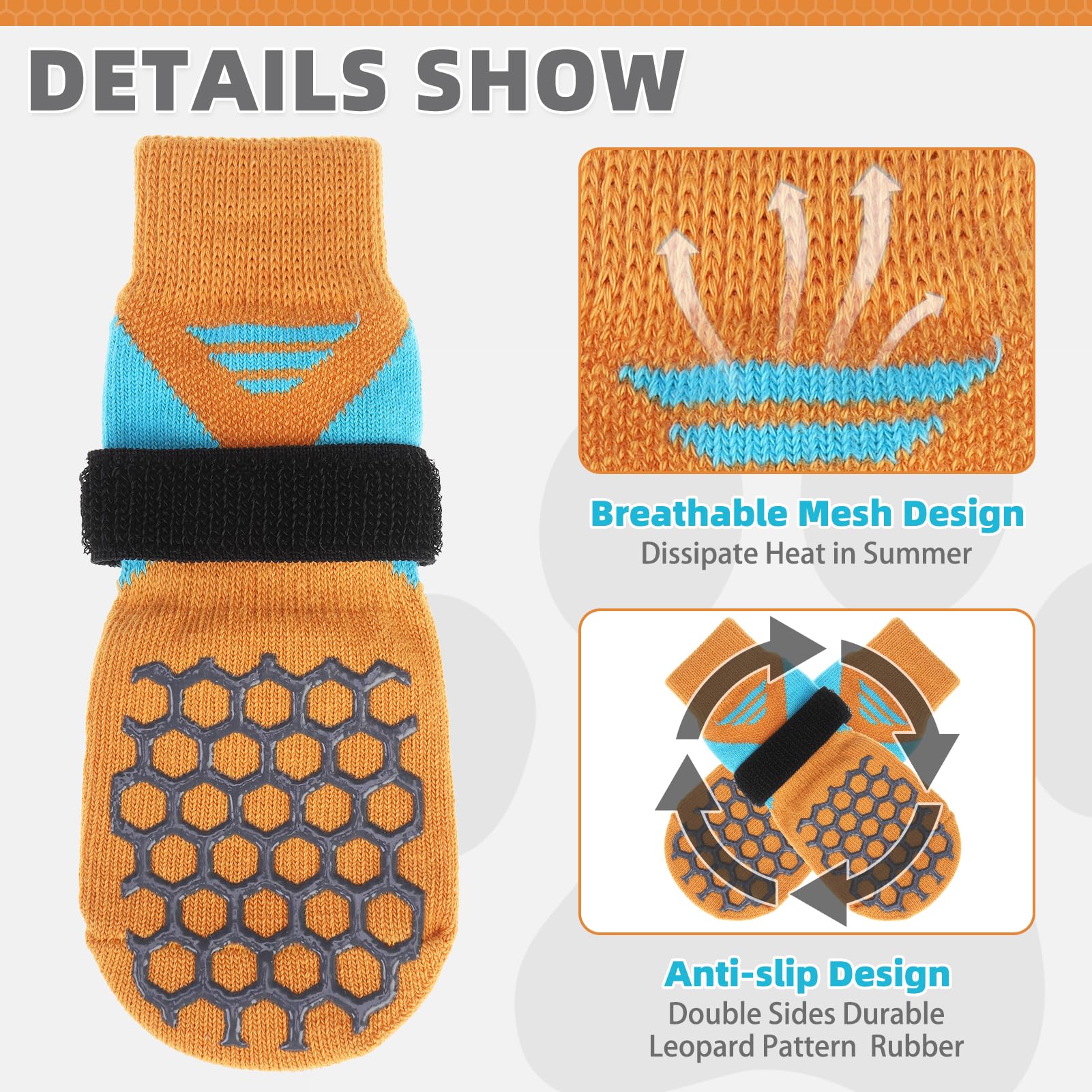 Kooltail Dog Socks For Hot Pavement, Summer Breathable Dog Socks To Prevent Licking Paws, Non Slip Pet Boots&Paw Protectors For