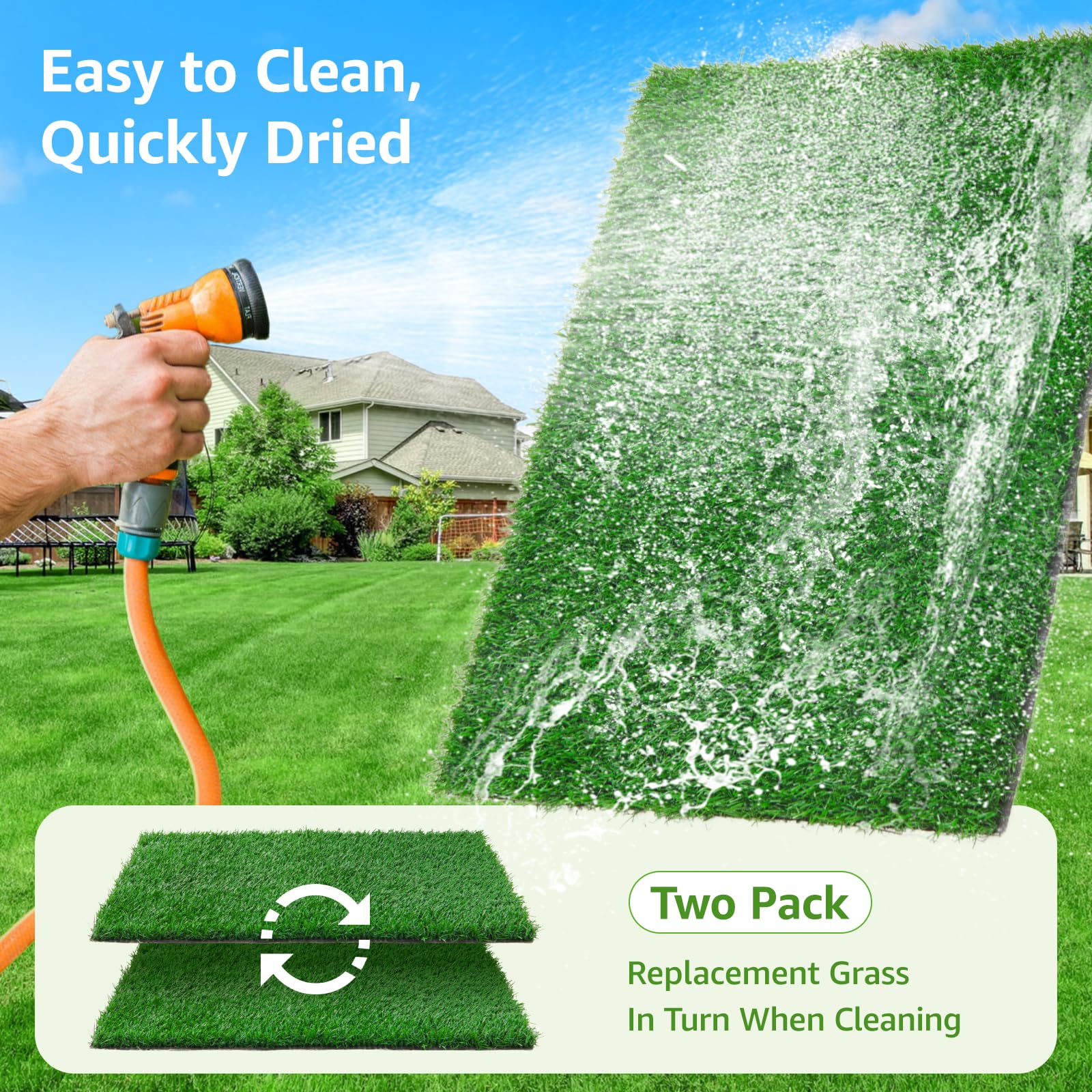 Loobani Dog Grass Pee Pad 18''X28'', 2 Pack Artificial Grass For Puppy Indoor Outdoor Potty Training Rug, Replacement Fake Grass