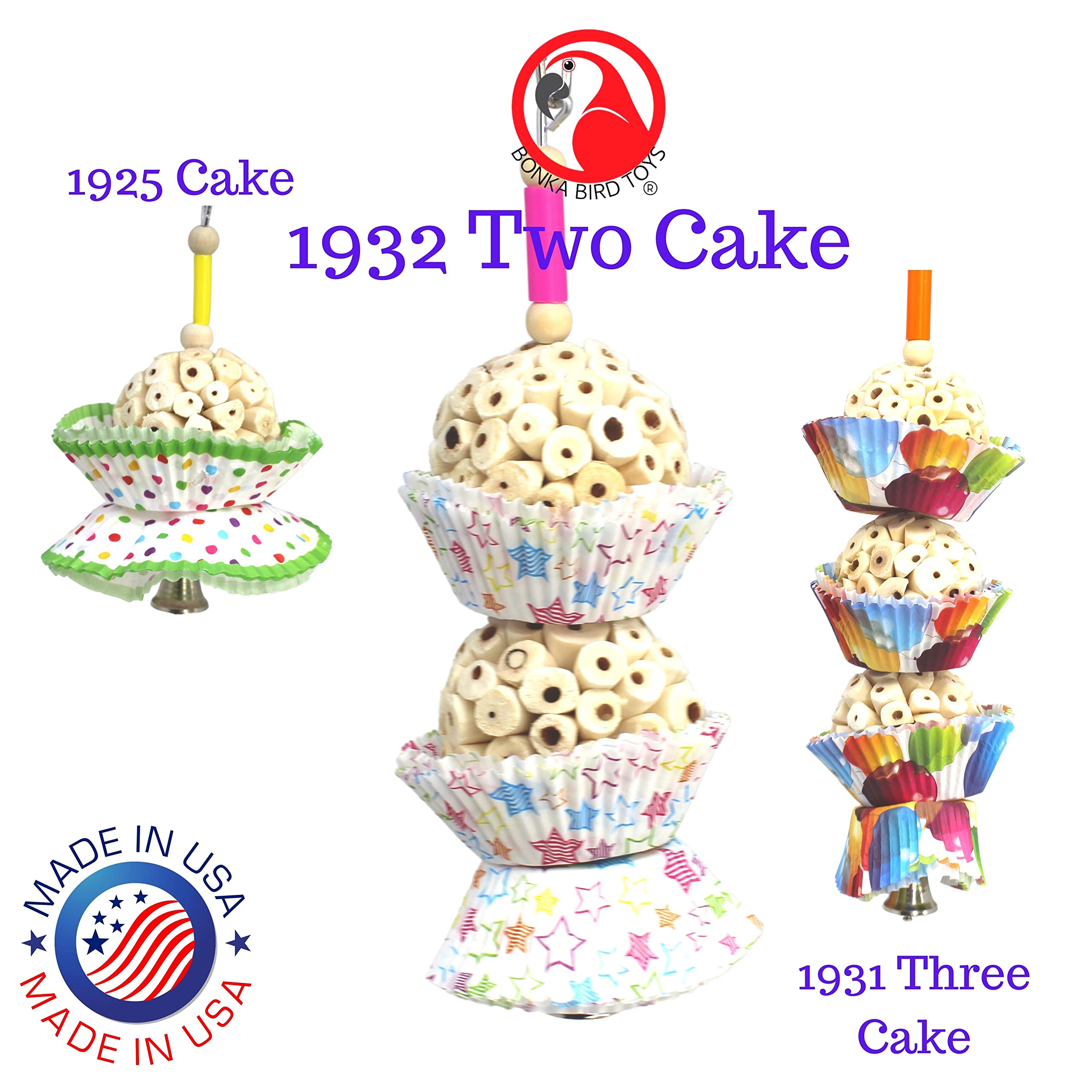 Bonka Bird Toys 1932 Two Cake Bird Toy Foraging Parrot Cage Toys Cages Shred Cockatiel African Grey