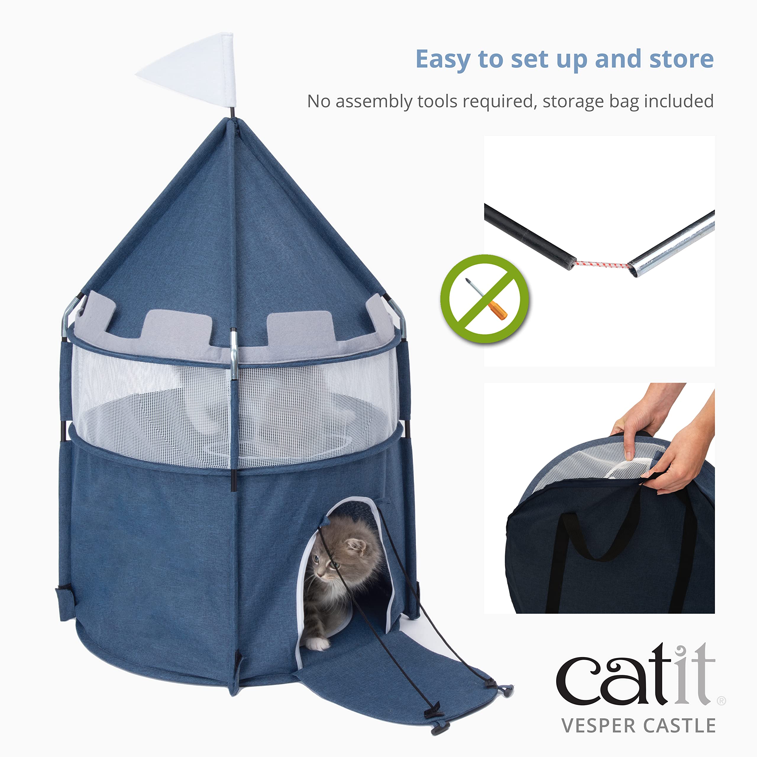 Catit Vesper Castle, Soft Cat Tower Hideout, Blue