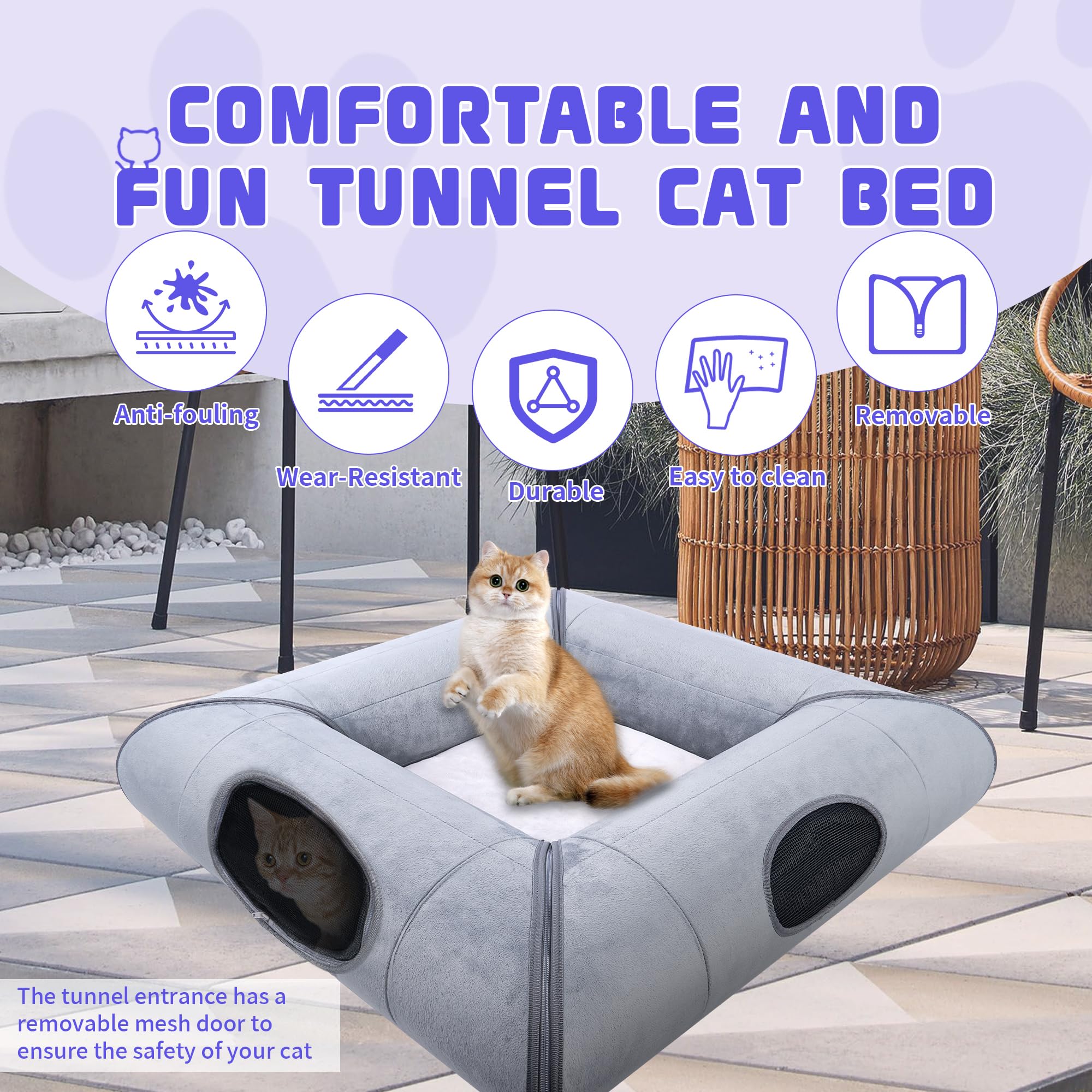 Moysoon Indoor Cat Cave Bed With Door, With Removable Soft Pad, Sturdy And Scratch Resistant,Suitable For Small And Medium Cats