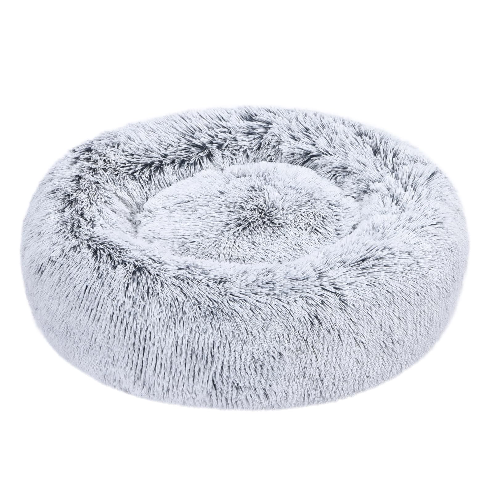 Amazon Basics Donut Pet Bolster Faux Fur Bed for Dog, Grey, 23'' x 23''