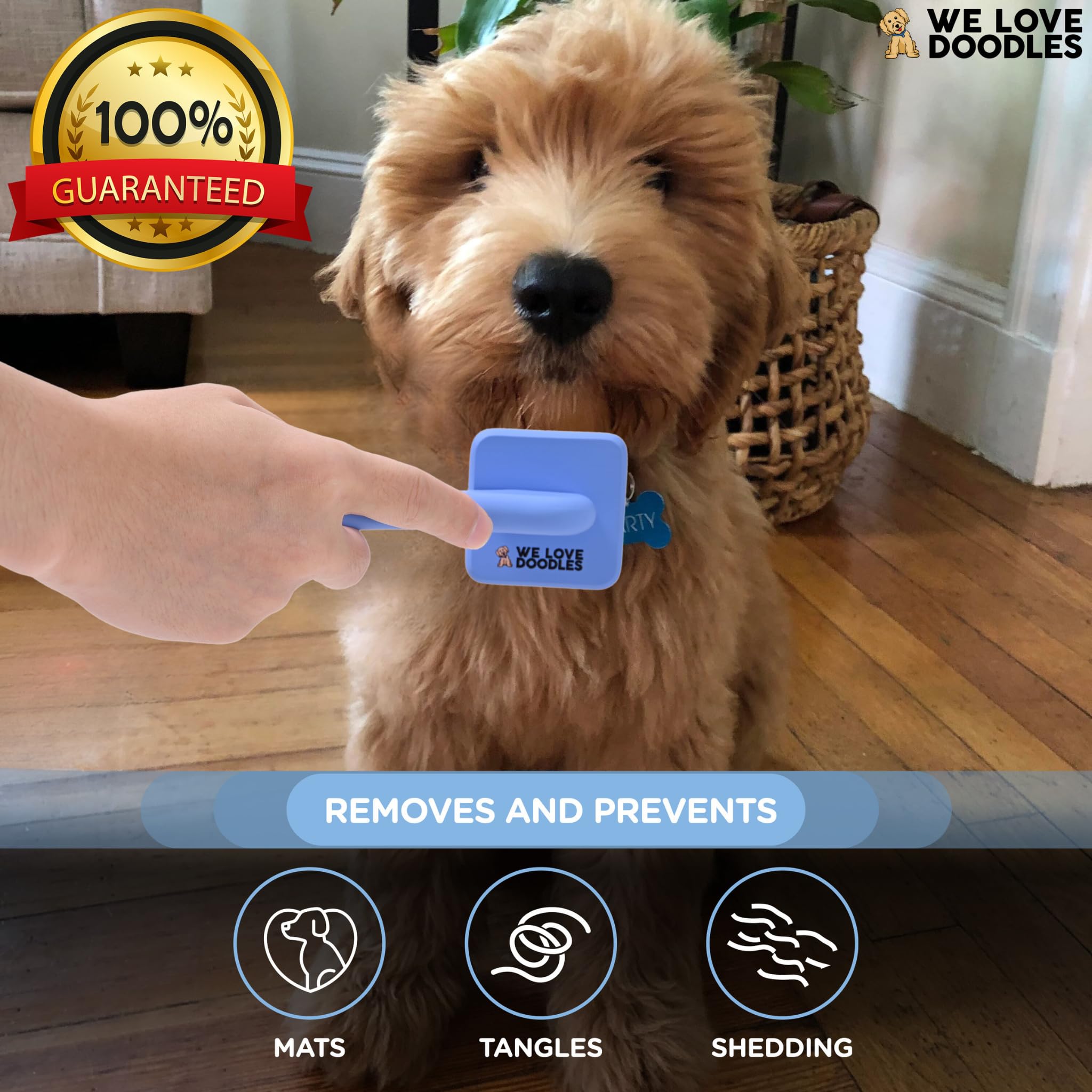 We Love Doodles Dog Slicker Brush for Grooming Pet Hair - Best Brushes For Poodle & Golden Doodle - Long Haired Coat Hairbrush -