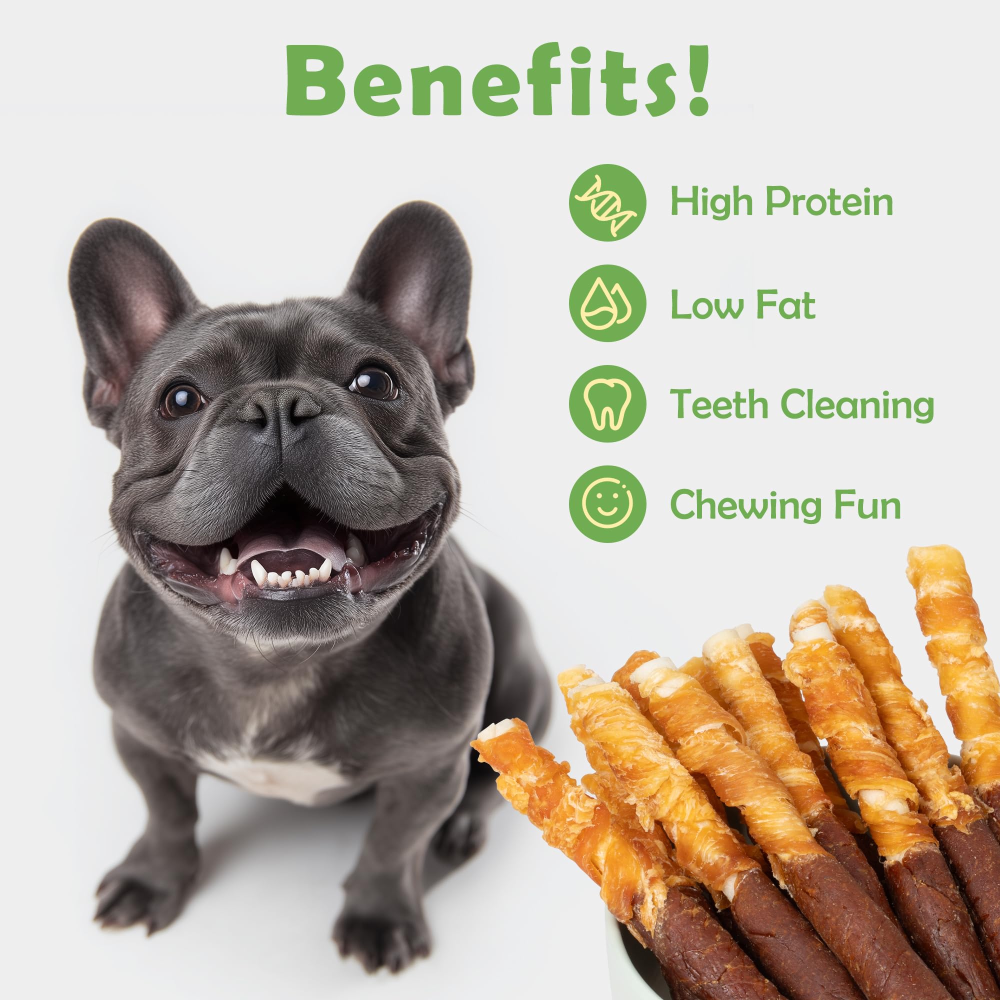 MON2SUN Dog Treats 5 Inch Double Flavor Chicken & Chicken Liver Wrapped Rawhide Sticks, Teeth Cleaning for Small Dogs, 21.16 oz