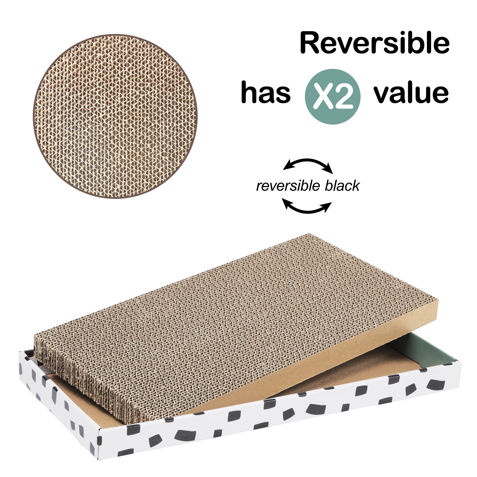 Pawsfans Cat Scratcher Cardboard Scratch Pad With Box Durable Corrugate Scratching Kitty Sofa Lounge Bed Reversible Catnip Included For Indoor Cats (Large, 3Pcs)