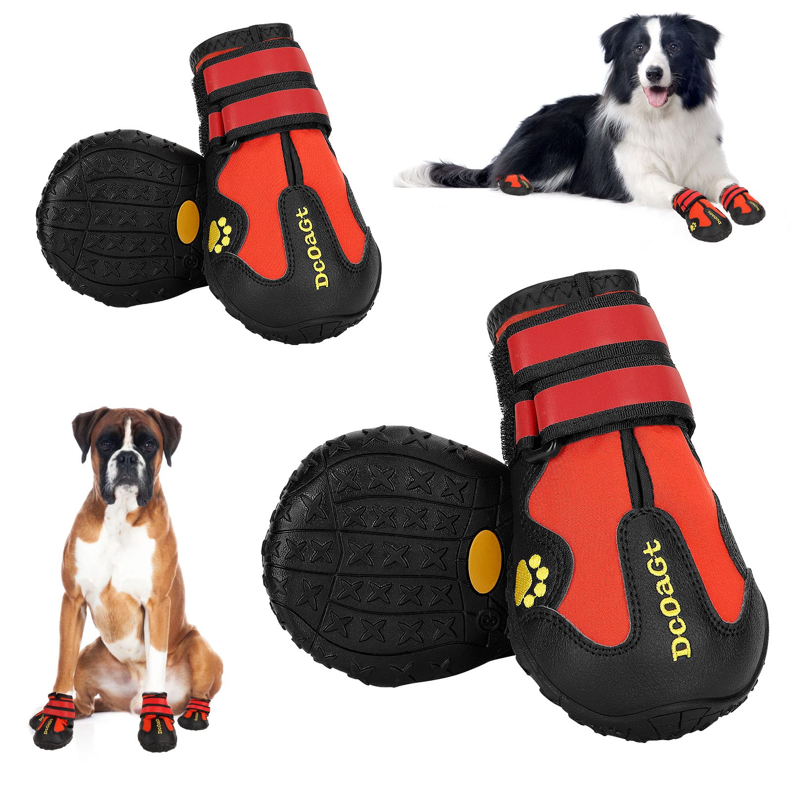 Dcoagt Dog Shoes For Large Dogs, 4Pcs Anti-Slip Dog Boots & Paw Protectors For Hot Pavement Winter Snow Hiking Walking, Waterpro