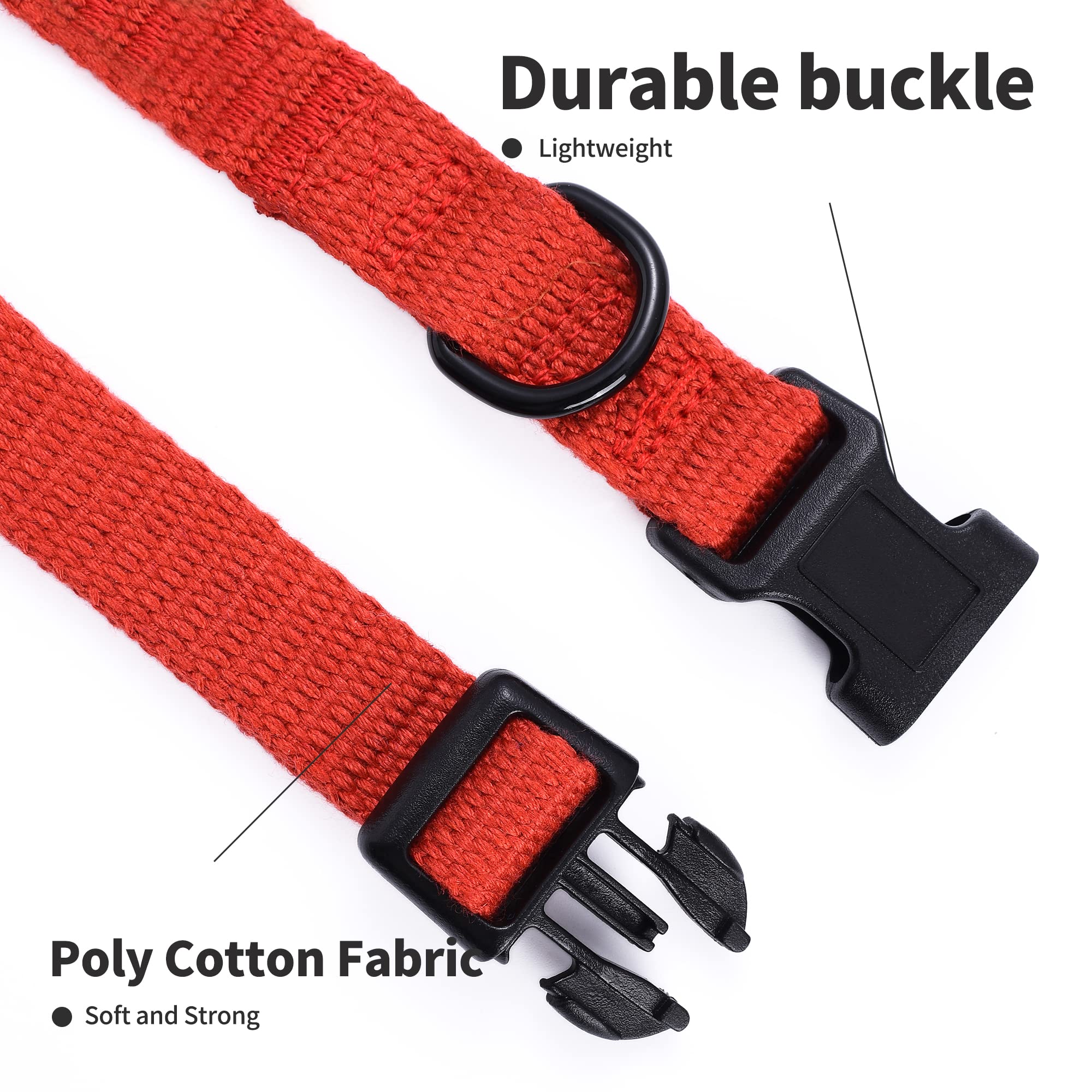 Mile High Life Soft & Strong Poly Cotton Collar - Adjustable With Quick Release Buckle For Small To Large Dogs, Red