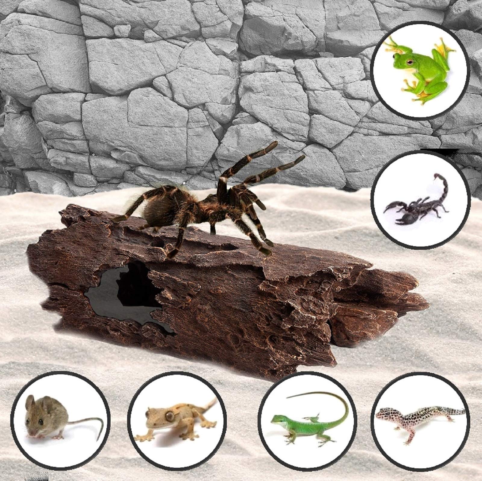 Lizard, Snake Or Reptile Hide. Xl Large 14' Hollow Log For Aquarium Or Fish Tank. Bearded Dragon Or Gecko Tank Accessories. Natural Looking Basking Platform, Shrimp Or Betta Fish Hideout