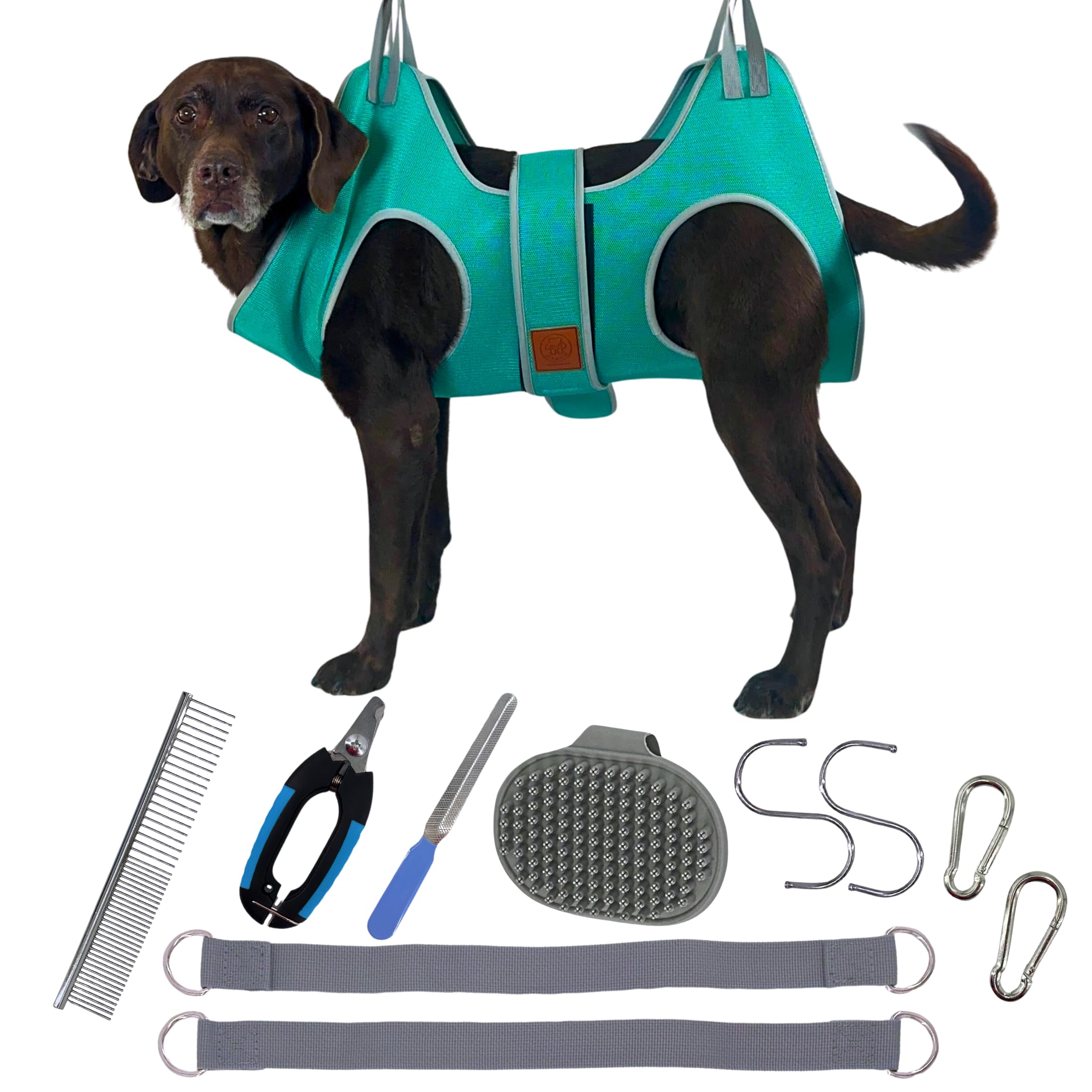 Pawranch Dog Grooming Hammock Harness For Dogs & Cats With Security Strap, Dog Sling For Grooming/Ear/Eye Care With Nail Clipper