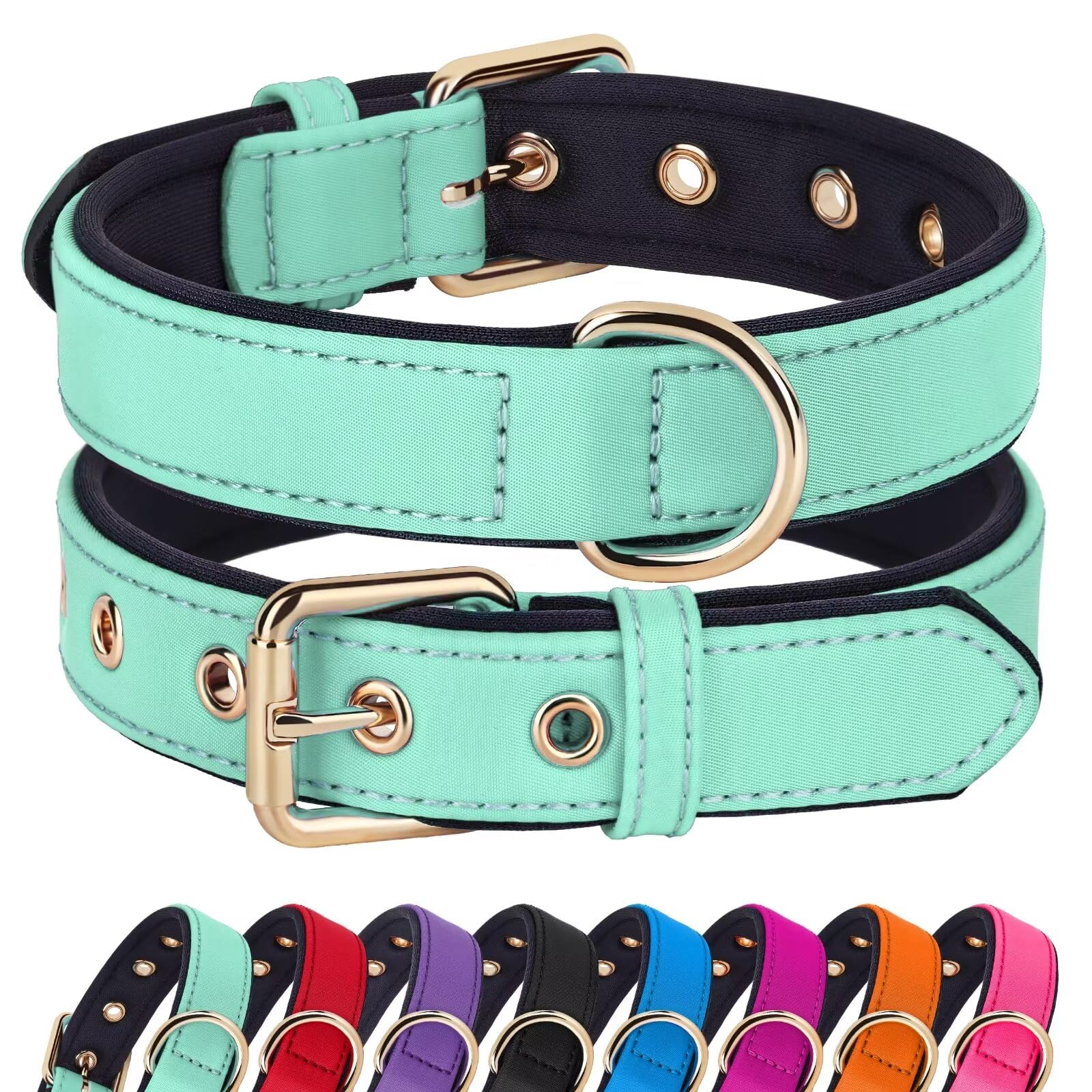 Didog Soft Padded Dog Collars For Small Dogs, Lightweight And Breathable Dog Collar Waterproof With Metal Buckle For Puppy, Gree