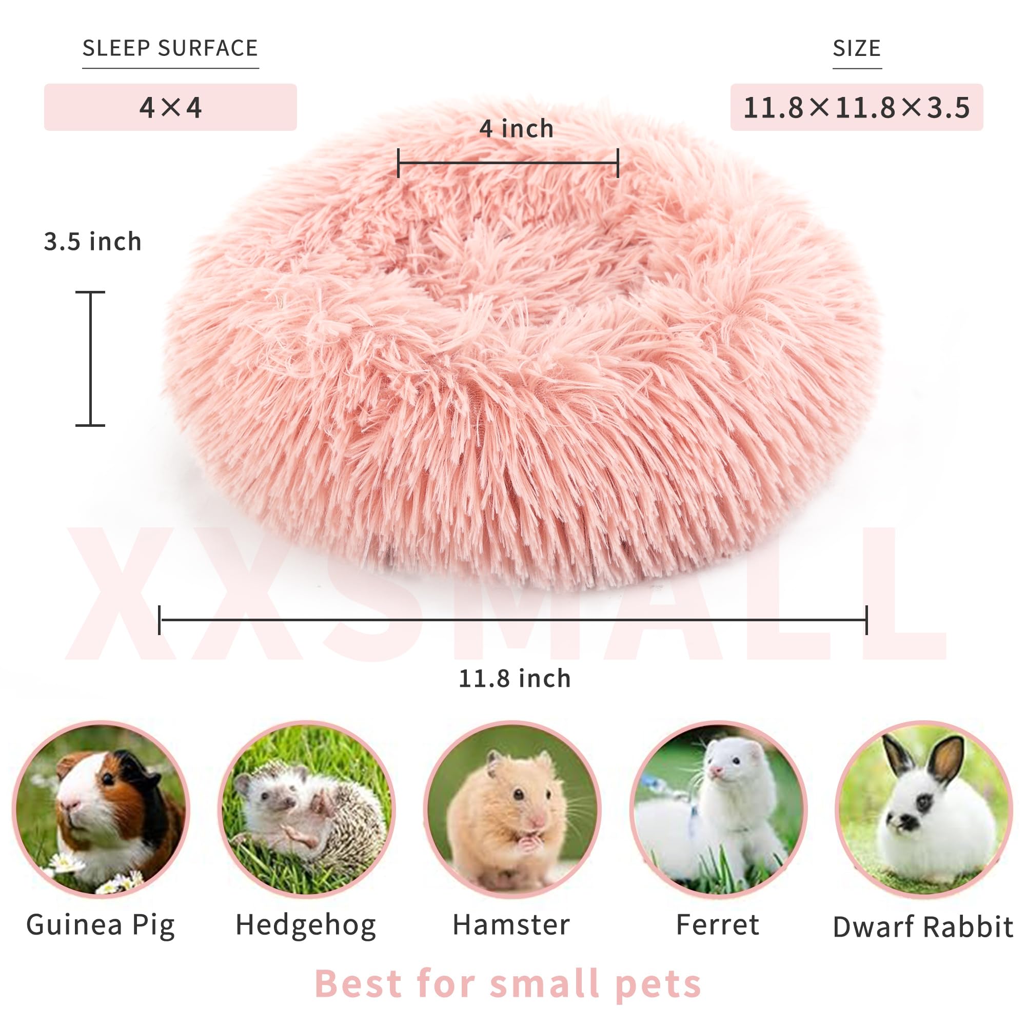 wrkfree Chinchilla Bed Pink Burrowing Pet Bed for Guinea Pigs and Other Small Animals 11.8 inch