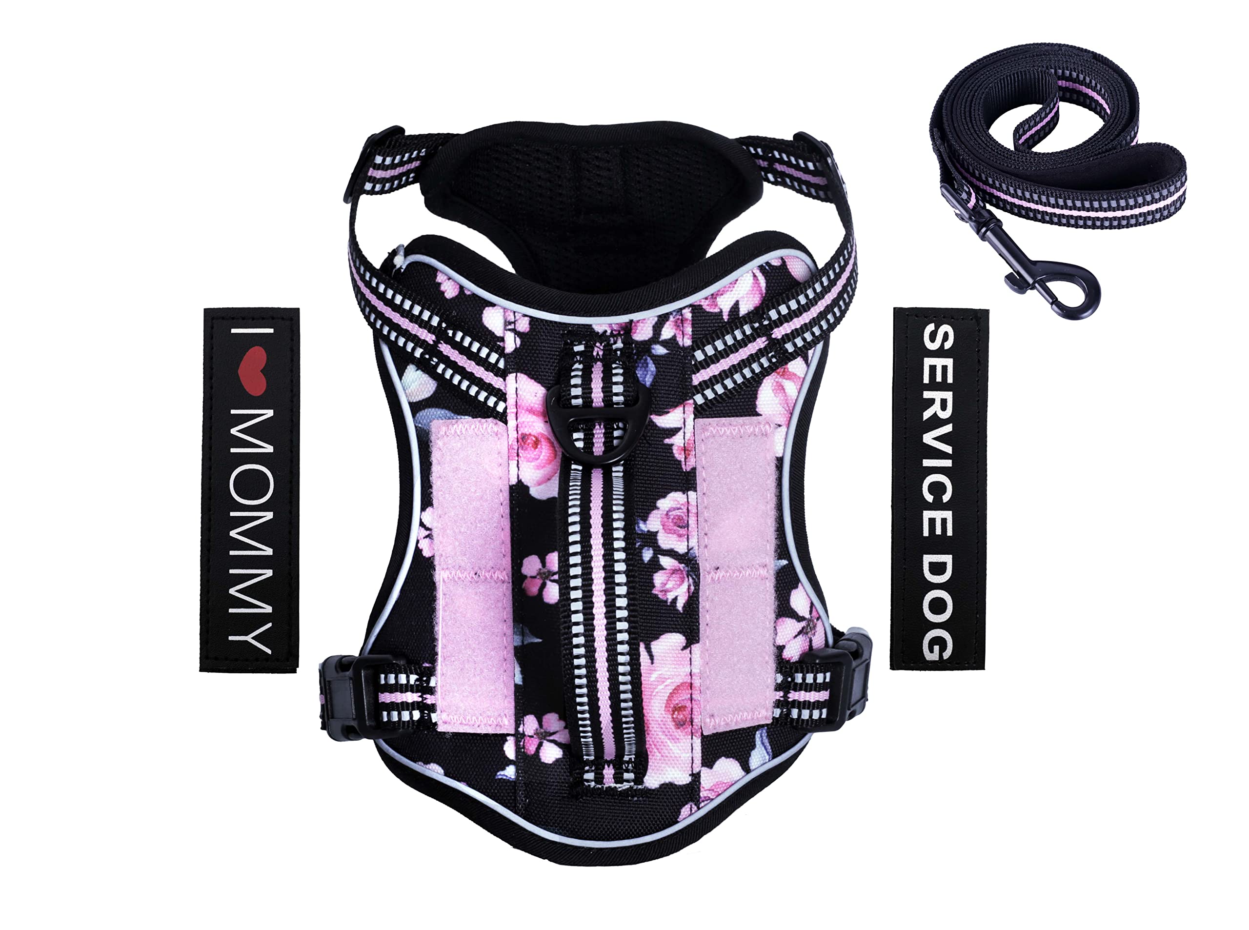 Foxyep Tactical Dog Harness,Working Dog MOLLE Vest with Handle for Medium Dogs No Pull Adjustable Pet Harness Reflective Strapwi