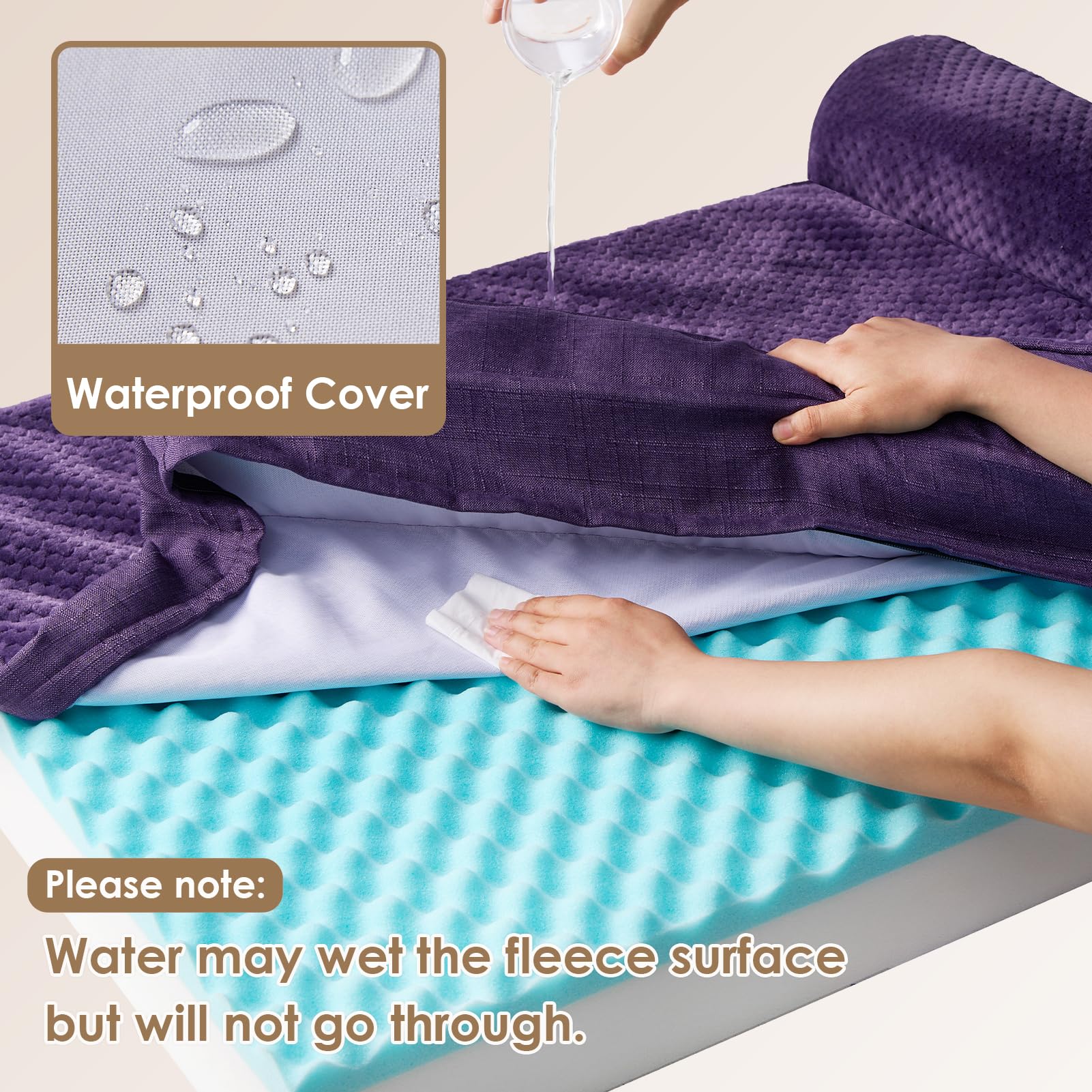 Eheyciga Xl Memory Foam Dog Bed, Orthopedic Dog Beds For Extra Large Dogs, Waterproof Egg Crate Dog Couch Bed With Washable Removable Cover And Non-Slip Bottom, L Shaped Dog Bed, Purple