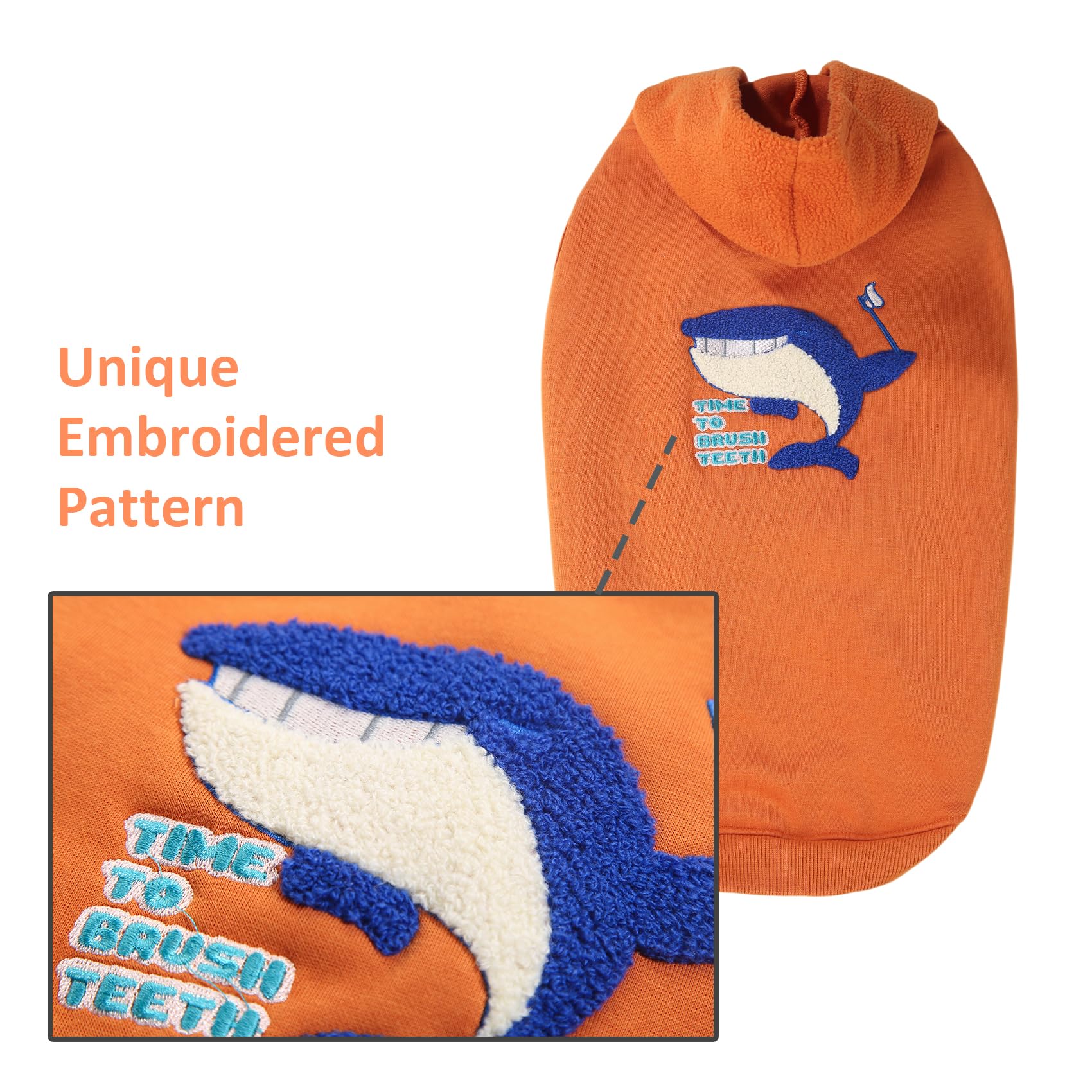 Dog Winter Hoodie Coat, Plush Vest Hoodie Dog Jacket, Dog Winter Autumn Warm Clothes(Orange-Large)