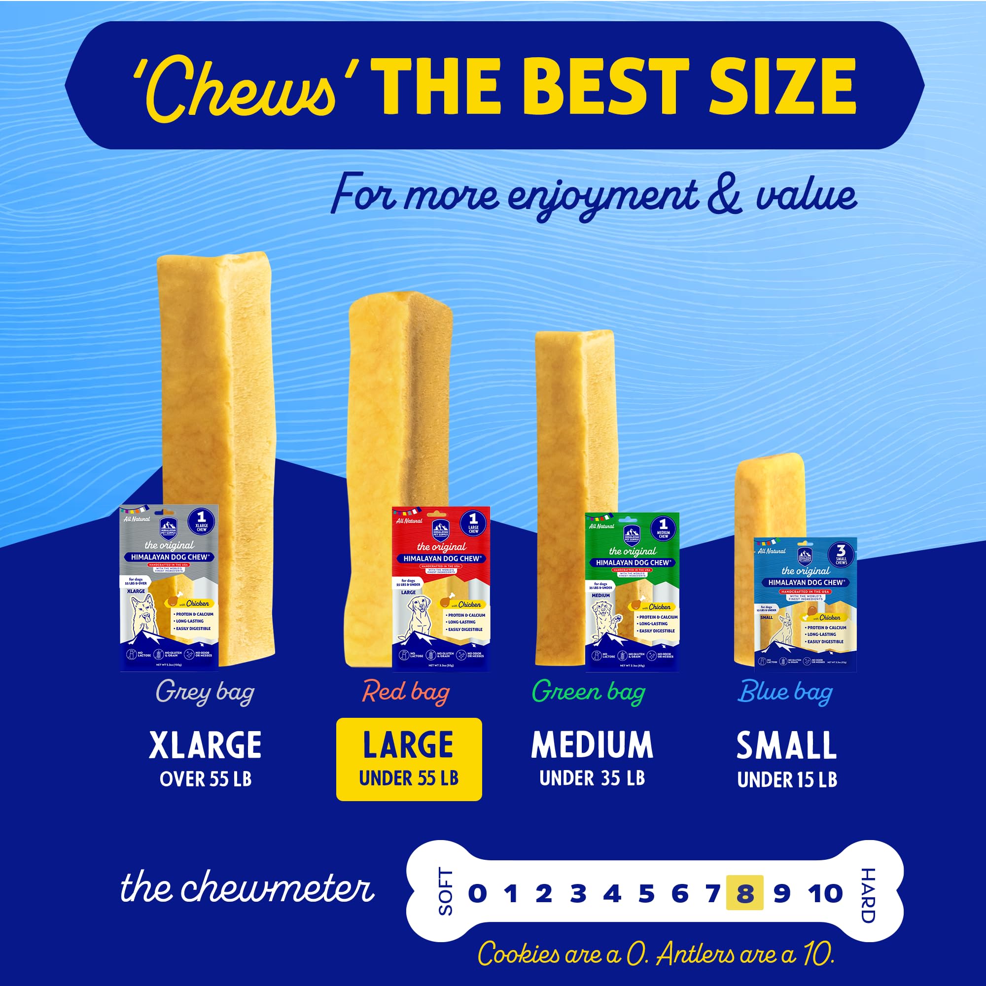 Himalayan Chew Original Yak Cheese Chew, Chicken, 1 Large Stick, 3.3 oz, Gluten Free, Healthy Treats, Grain & Lactose Free 100%