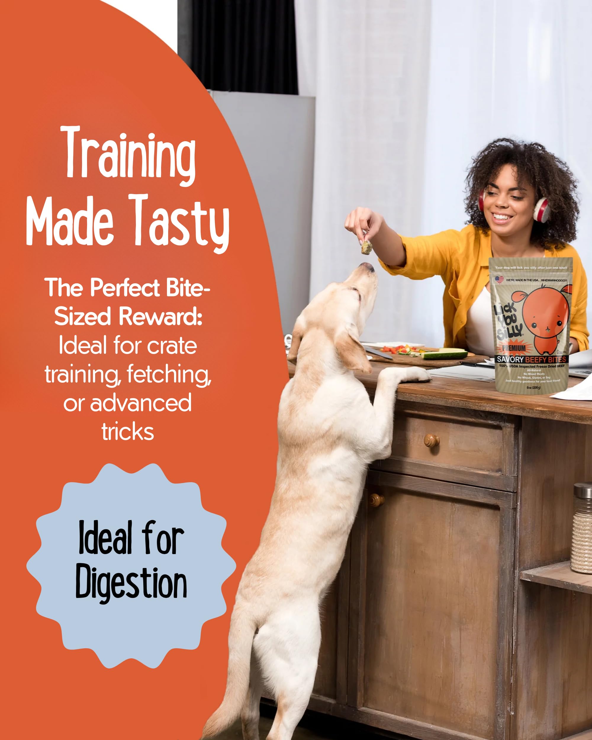 Lick You Silly Freeze-Dried Beef Liver Dog Treats | High-Protein Training Snacks for Dogs & Puppies | Grain-Free Pet Treats for