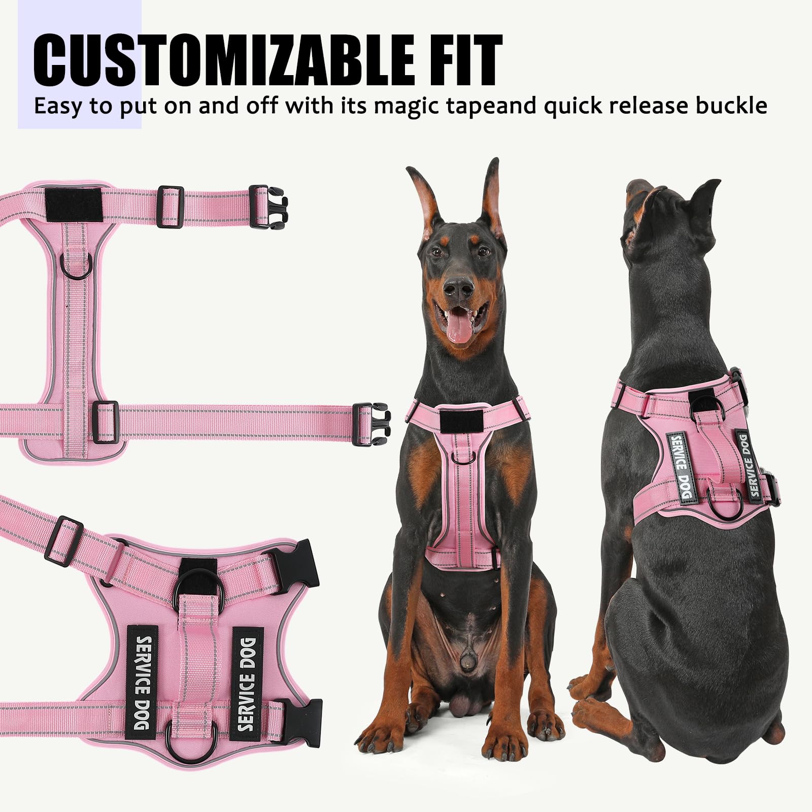 Demigreat Reflective Dog Vest Harness With 5 Pcs Patches, Adjustable Soft Oxford Pet Harness, Inner Layer Mesh, Prevent Pulling