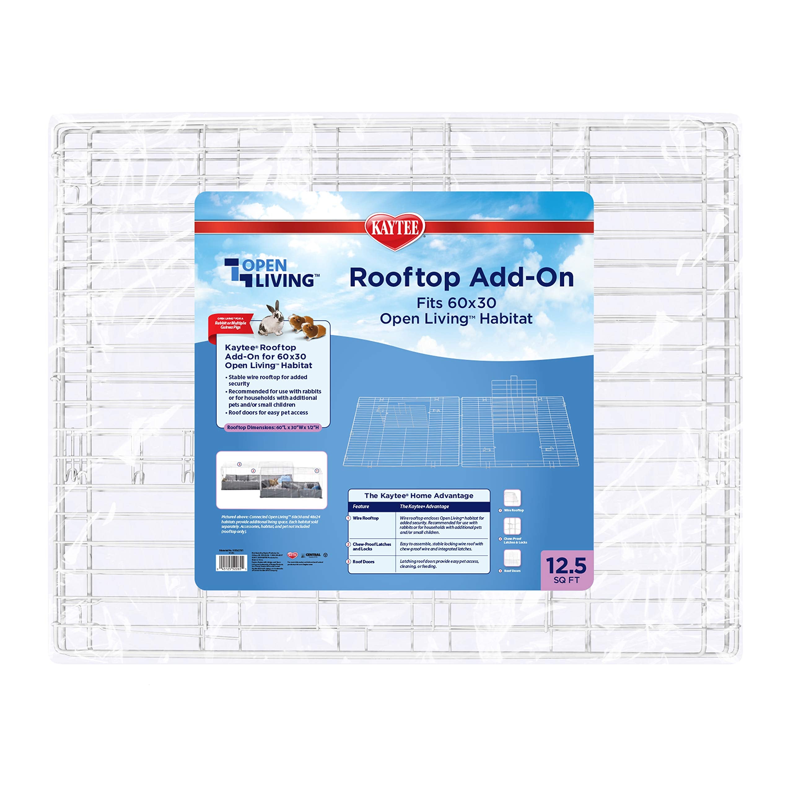 Kaytee Open Living Pet Rabbit Or Guinea Pig Habitat Rooftop Add-On 60' X 30'