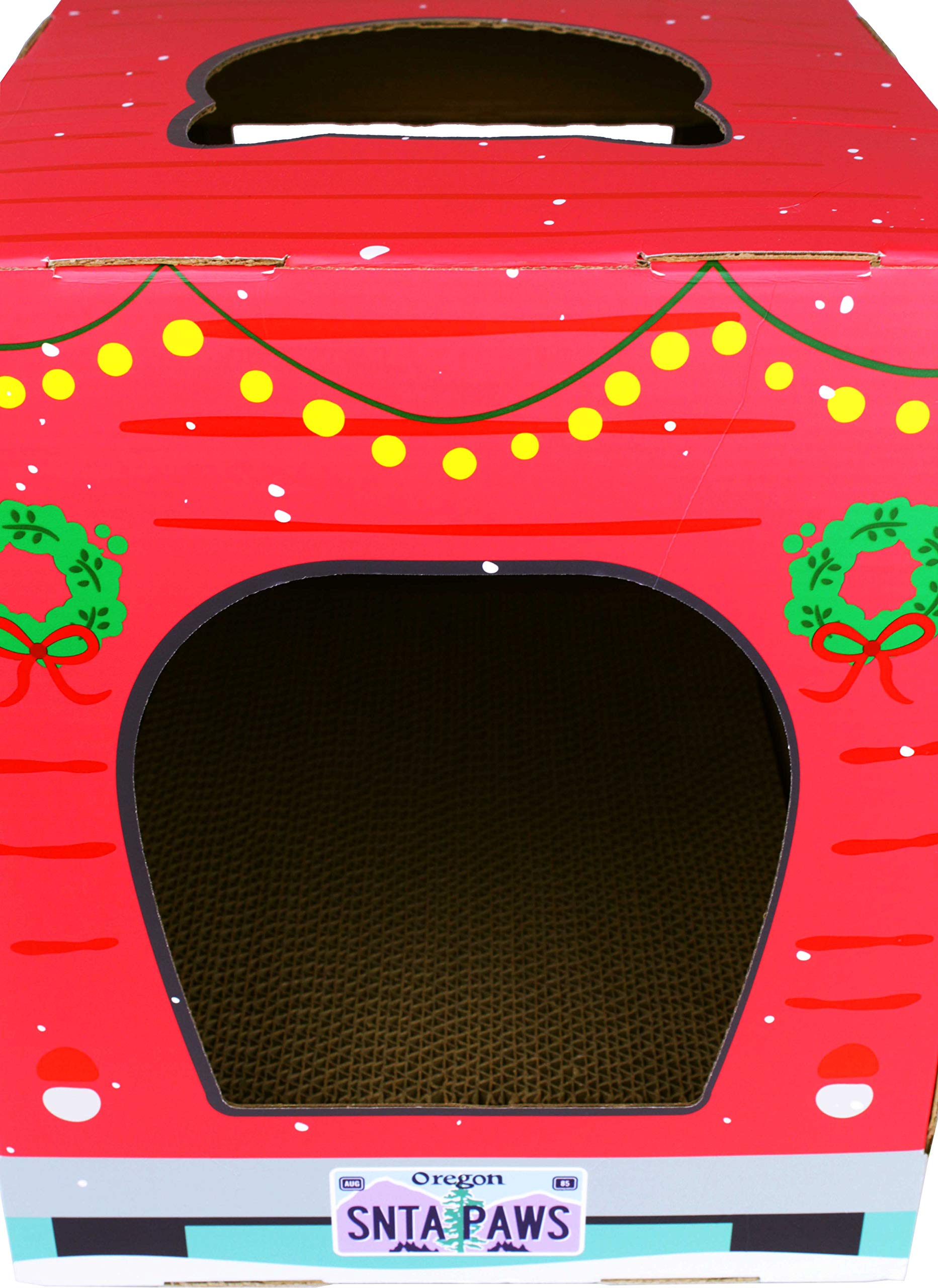 American Cat Club Christmas Cat House & Cat Scratcher W/Bonus Catnip Included