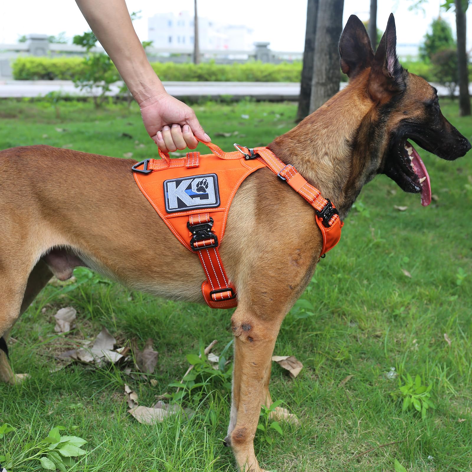 ICEFANG GN8 Tactical Dog Harness with 4X Metal Buckles for Large Sized Dogs,Reflective in Training Walking K9 Vest,No-Pull Front