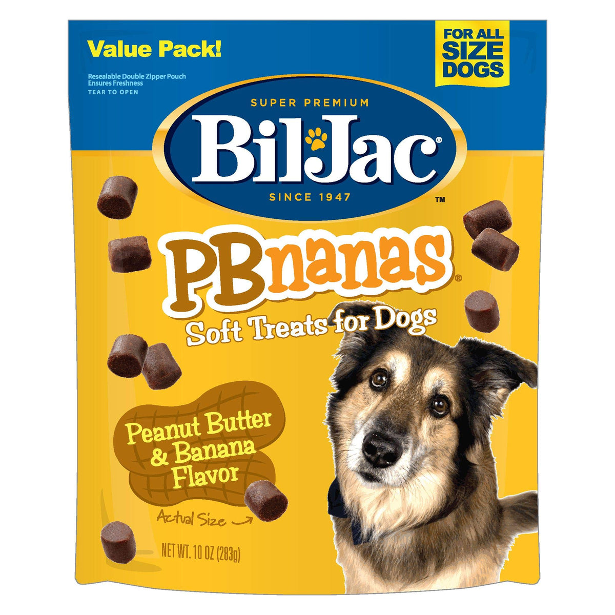 Bil-Jac Pbnanas Soft Treats For Dogs - Puppy Training Treat Rewards, 10Oz Resealable Double Zipper Pouch, Peanut Butter & Banana Flavor Chicken Liver Dog Treats (2-Pack)