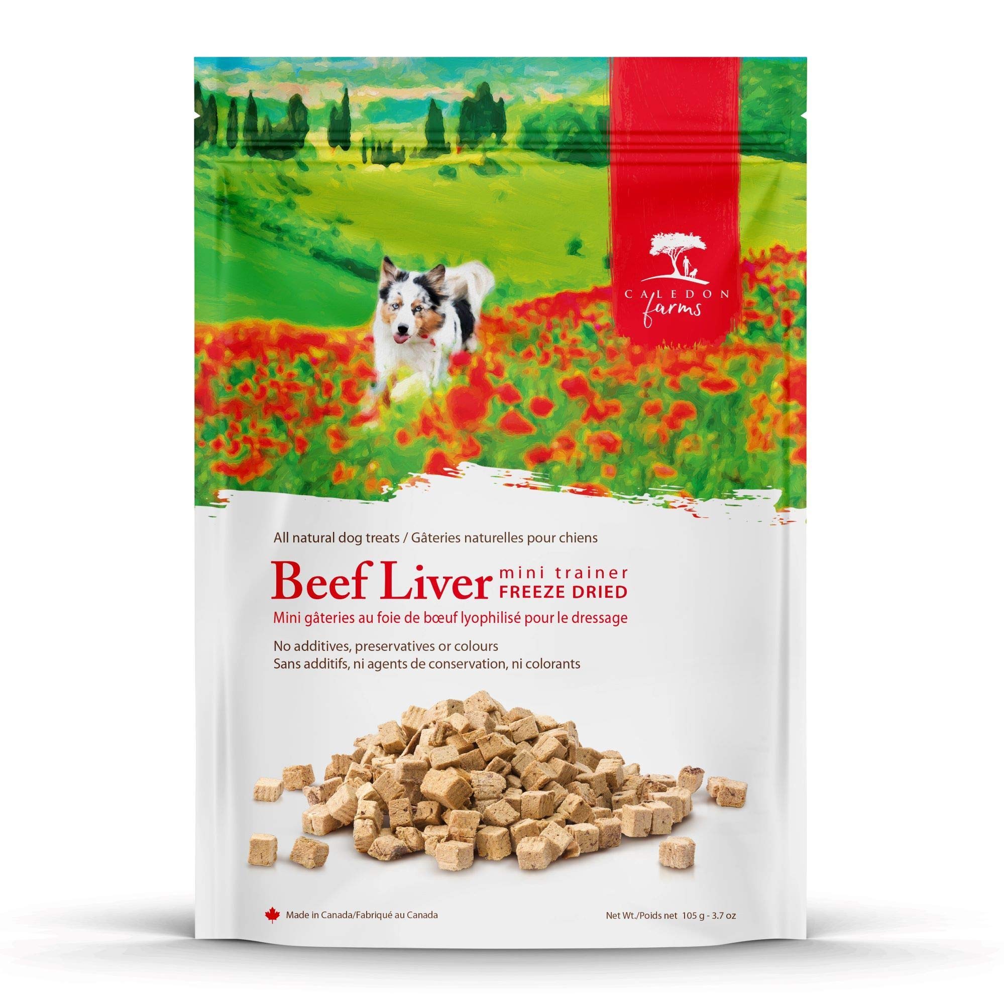 Caledon Farms Mini Trainers- Freeze Dried Beef Liver Dog Treats: Grain Free, Gluten Free, No Additives, Colors or Preservatives,
