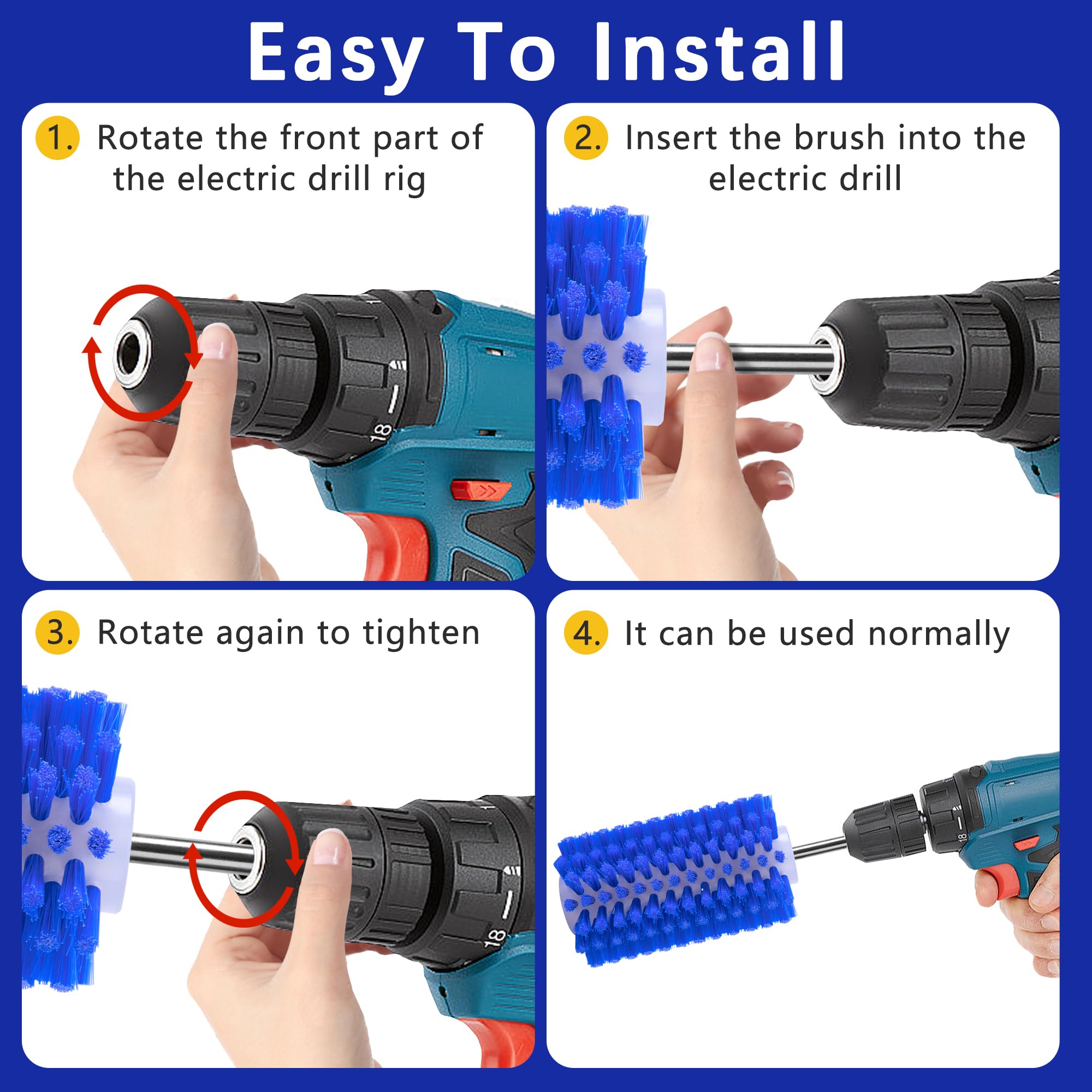 Ebaokuup Livestock Mini Roto Drill Brush Attachment-0.2 Inch Drill Shank Cattle Fur Brush-Cattle Scratcher Roto Brush For Goat S