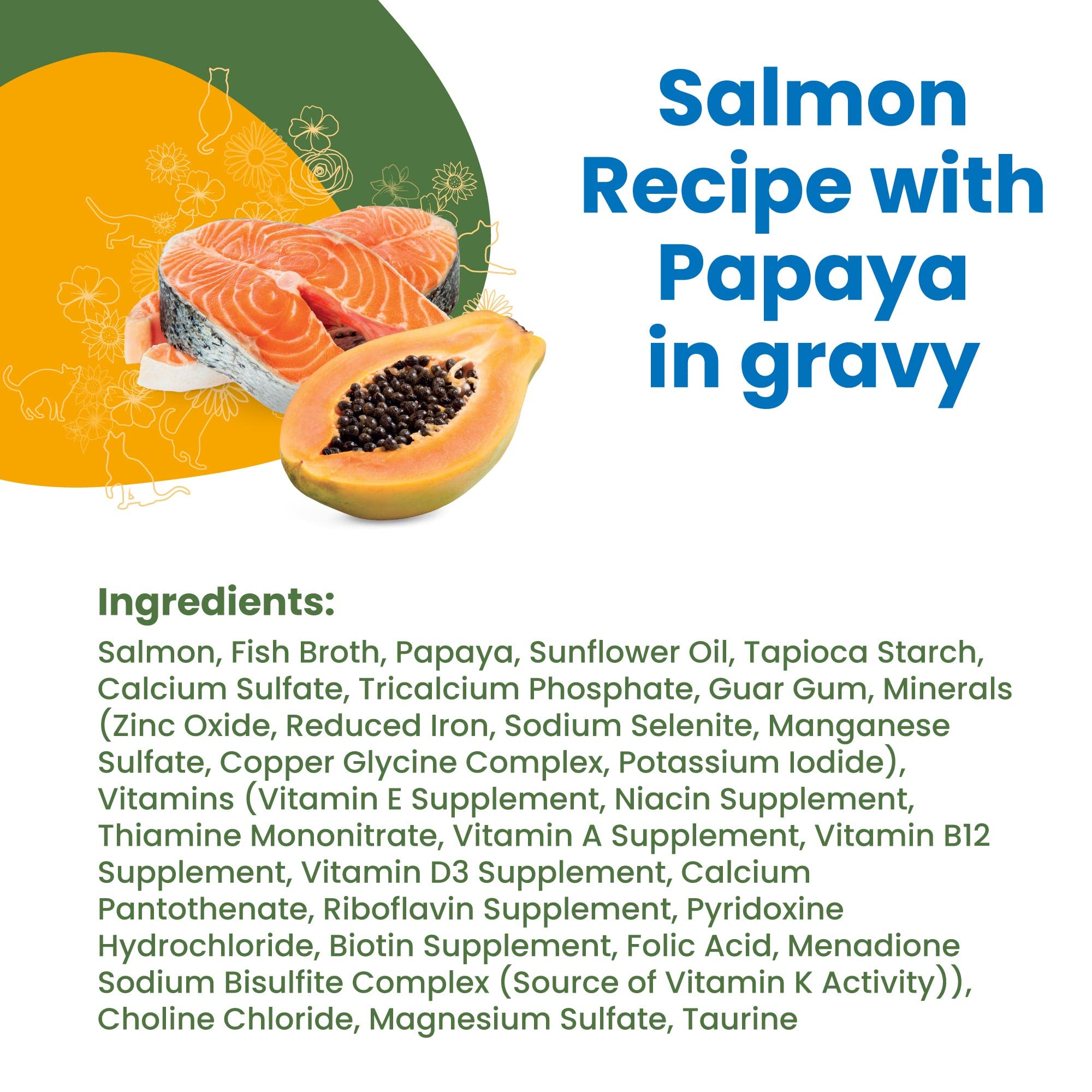 Almo Nature HQS Complete Salmon & Papaya In Gravy, Grain Free, Adult Cat Canned Wet Food, Flaked.