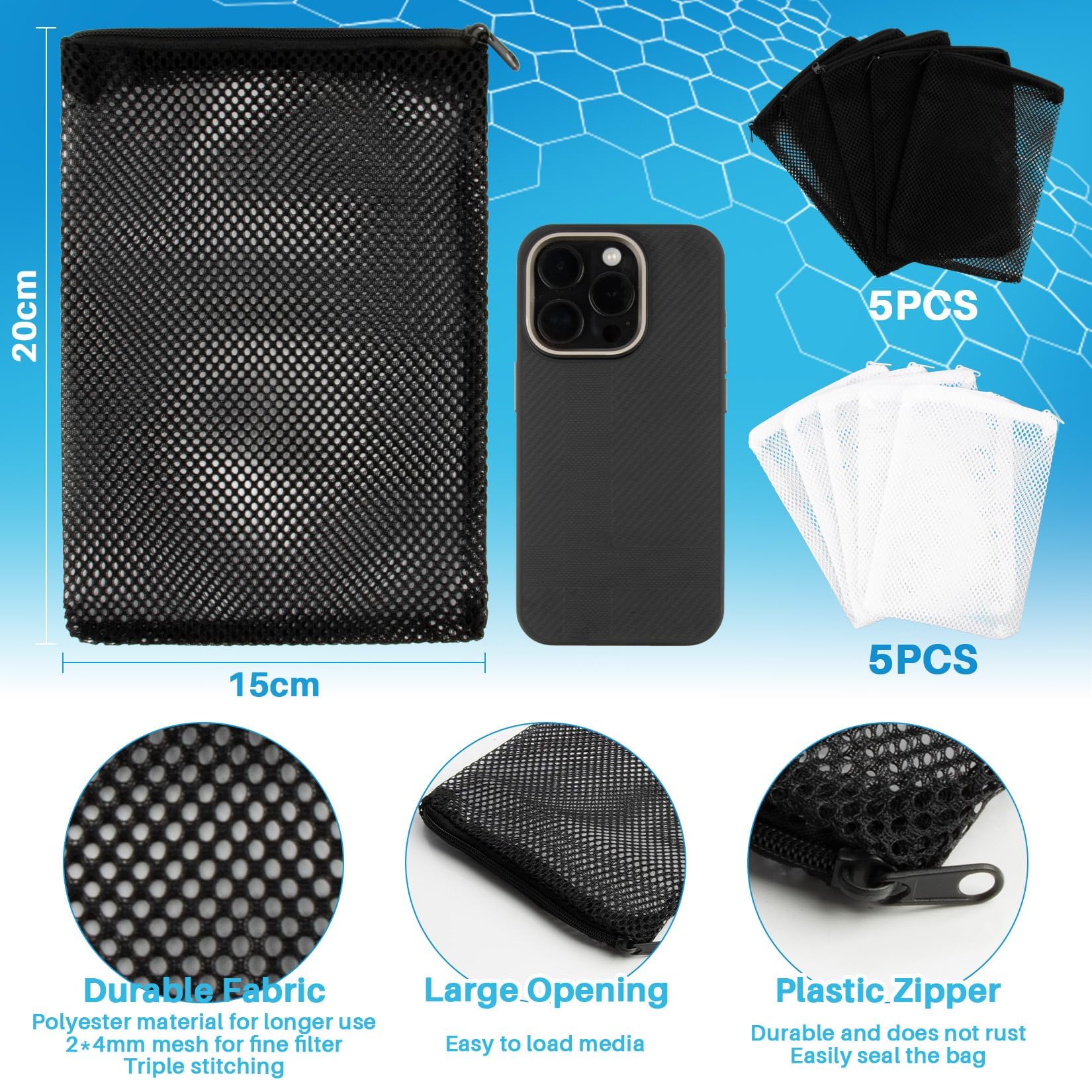 Maqihan 10Pcs Aquarium Filter Media Bags - Mesh Filter Bags Reusable Bags With Zipper For Activated Carbon Ceramic Rings Filter