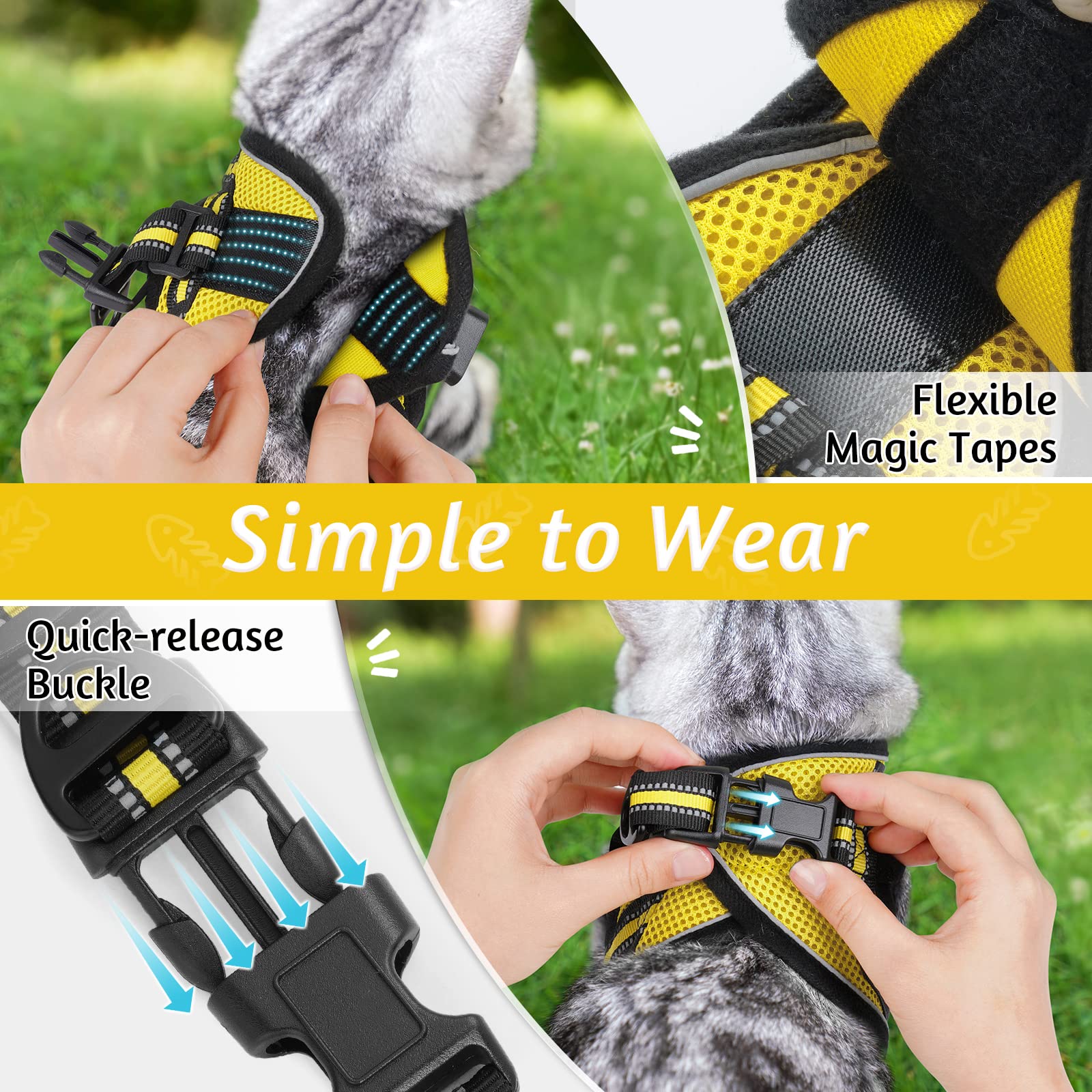 Rabbitgoo Cat Harness And Leash Set For Walking Escape Proof, Adjustable Soft Kittens Vest With Reflective Strip For Cats, Comfo