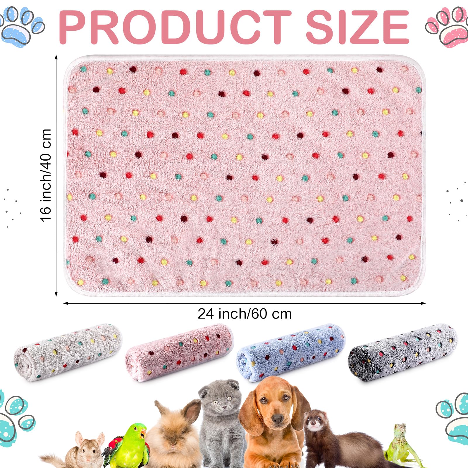 Tudomro 8 Pcs Guinea Pig Bedding Cage Liners Bulk Blankets Small Animal Flannel Throw Bedding Waterproof Absorbent Reusable Pet