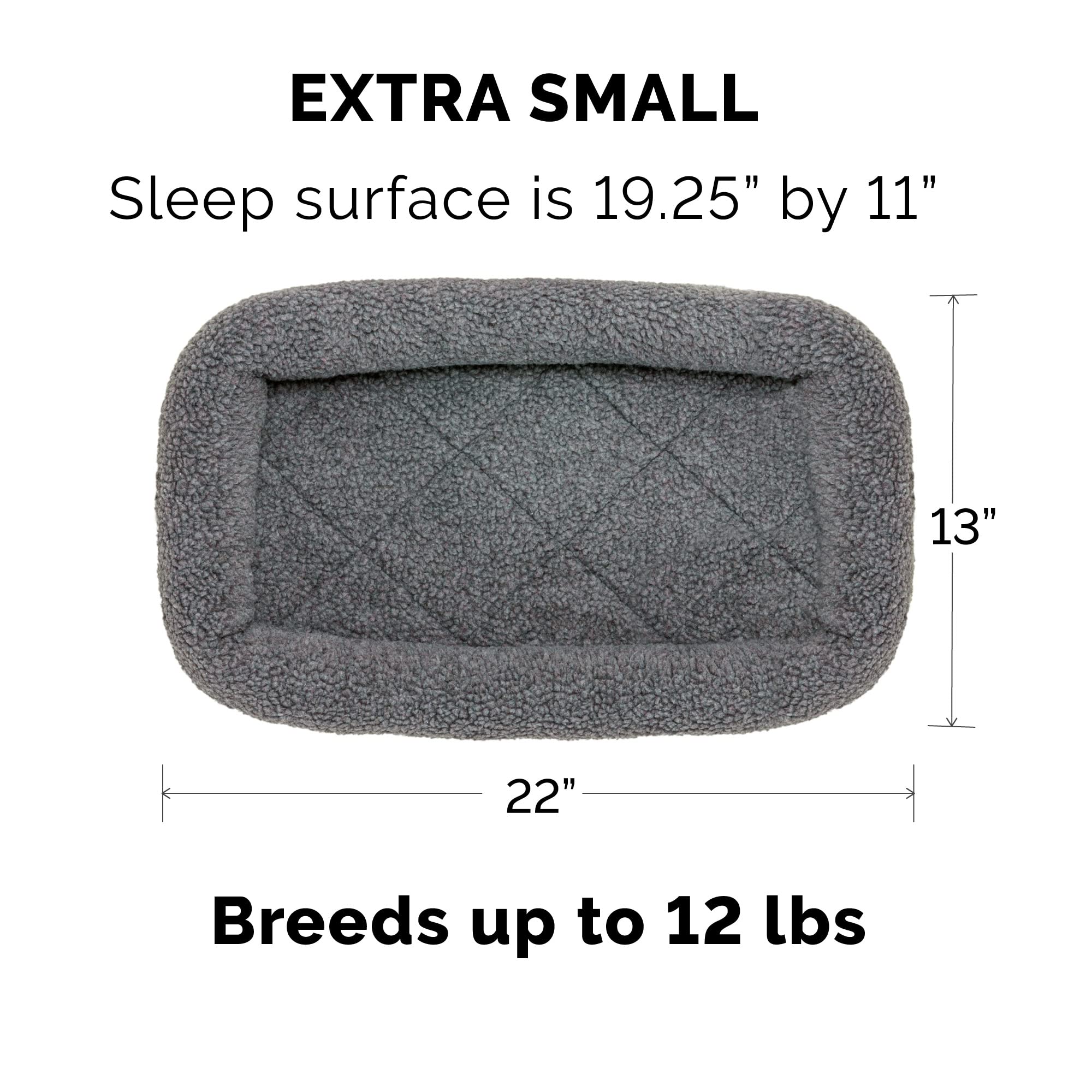 Furhaven Dog Bed For Extra Small Dogs & Indoor Cats, 100% Washable, Sized To Fit Crates - Sherpa Fleece Bolster Crate Pad - Gray