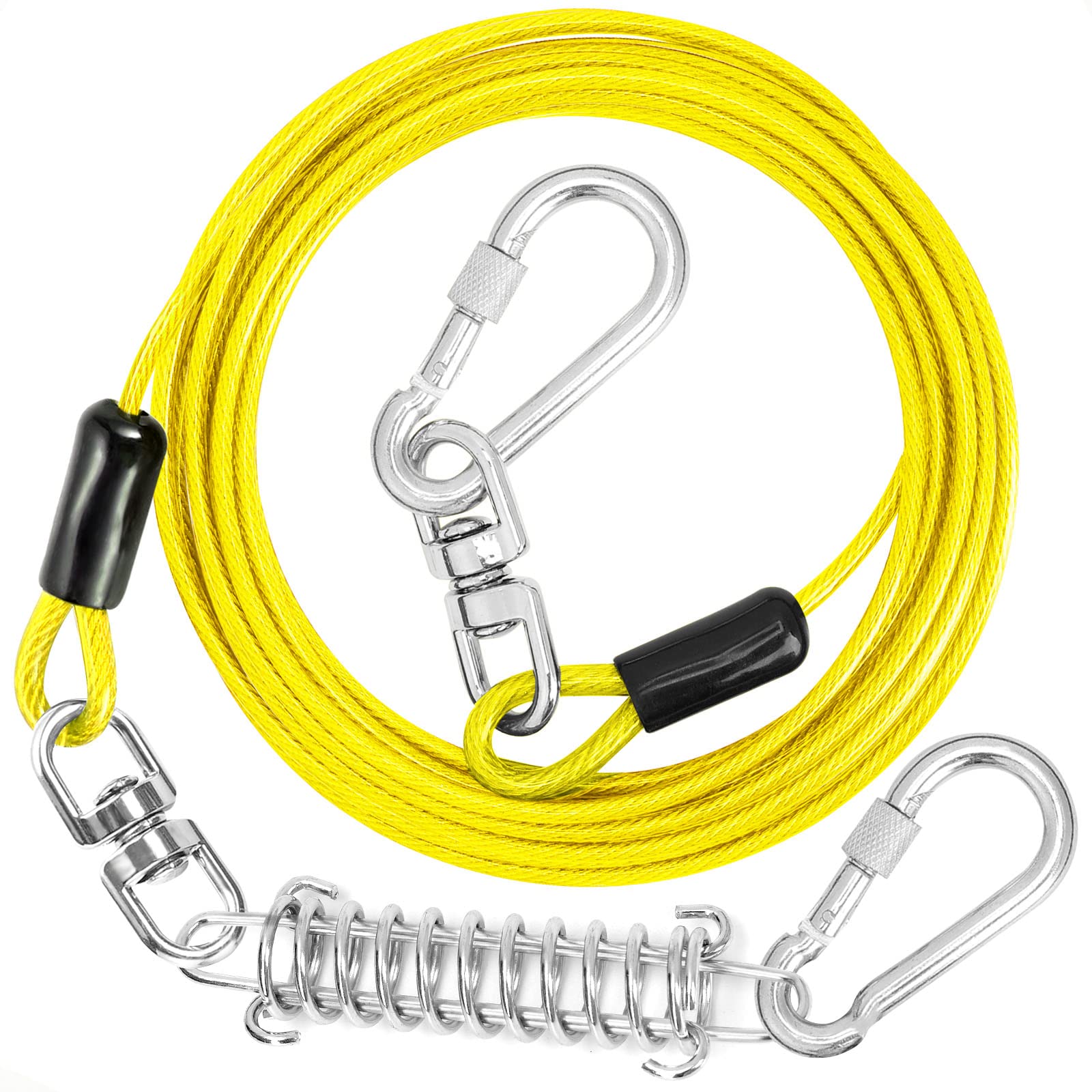 Jenico Dog Tie Out Cable - 100 Ft Dog Runner Cable With Swivel Hook, Dog Leash Run Tether For Yard Outdoor And Camping, Rust- Proof Training Line For Small To Medium Pets Up To 500 Lbs