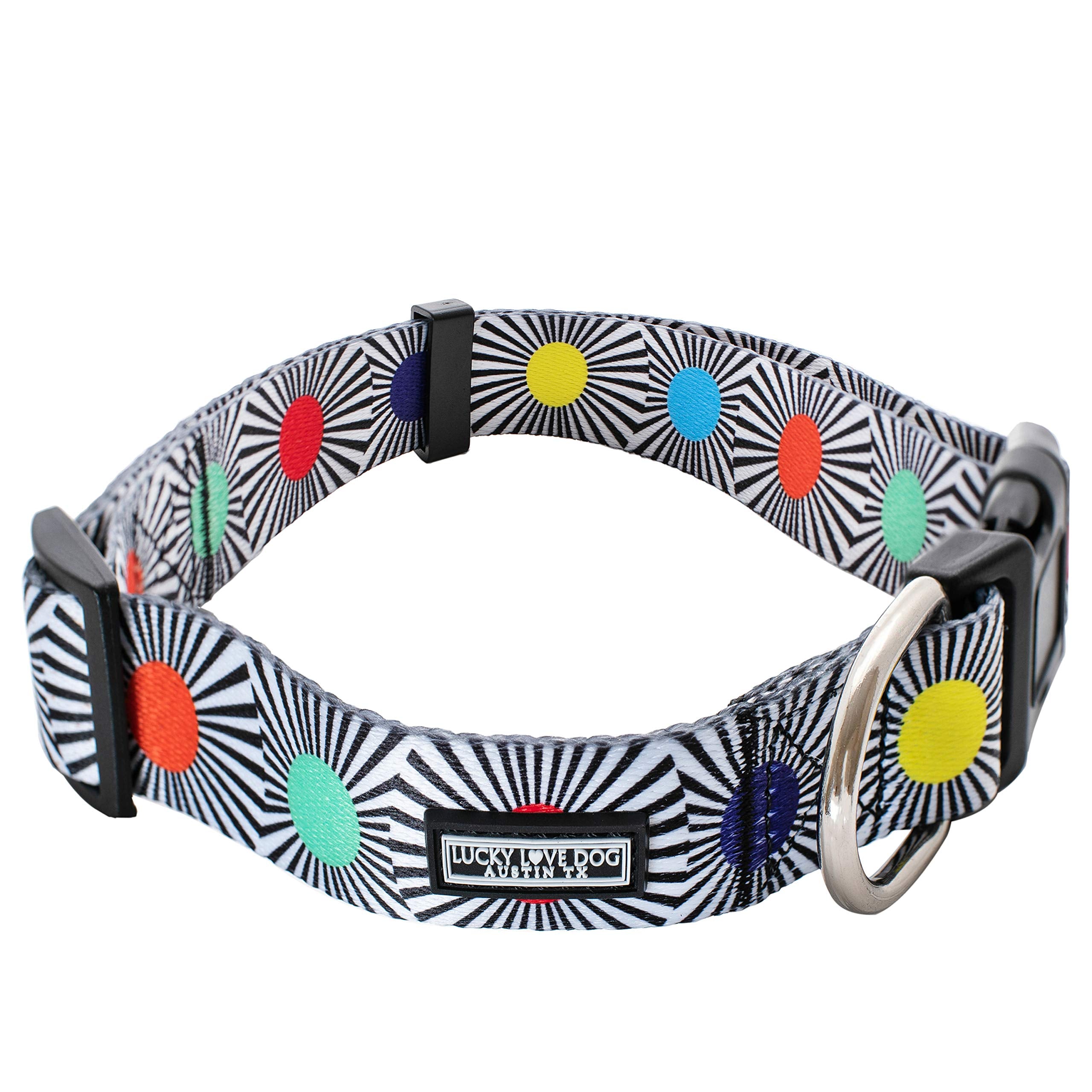 Lucky Love Dog, Adjustable Fun Style Collar For Dogs, Comfortable & Soft Bright Color Dog Collar - (Medium, Soco Collar)