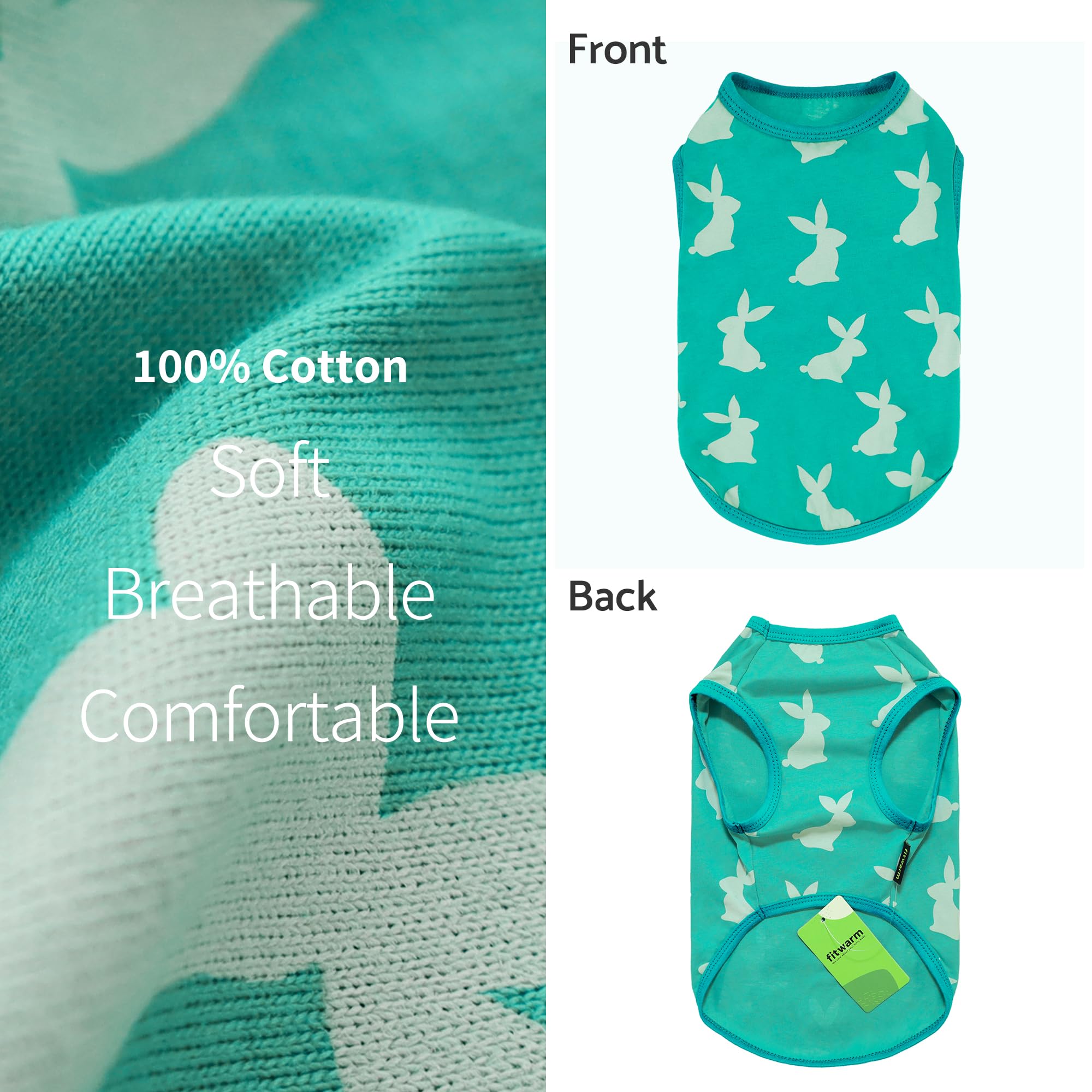 Fitwarm Easter Bunny Dog Shirt, Dog Clothes For Small Dogs Boy Girl, Pet Cat Holiday Outfit, Teal Green, Large