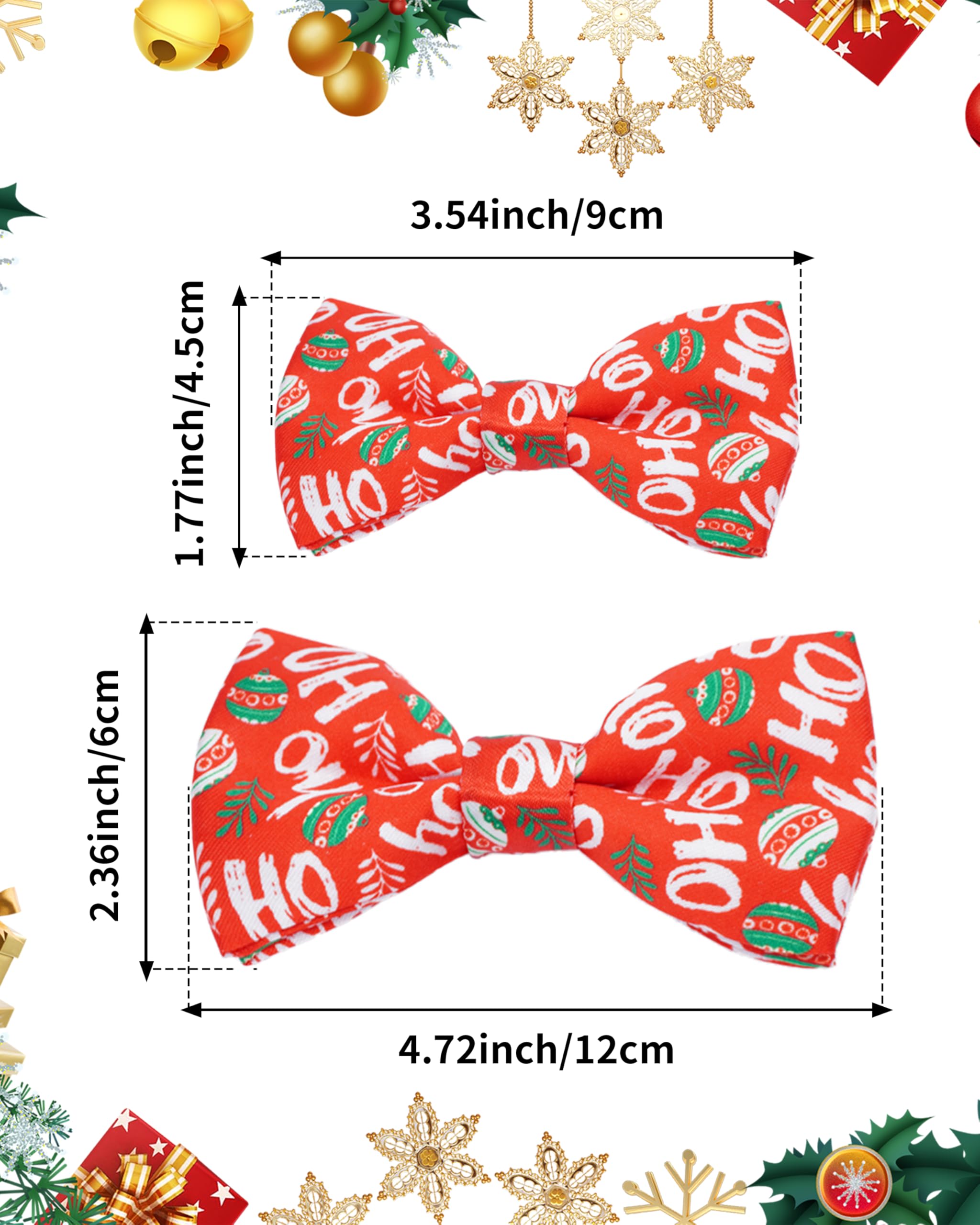 PET SHOW 10 Pack Holiday Big Dog Bow Ties for Large Medium Dogs Sliding Collar Attachments Festival Patterns Bowties Classy Bowk