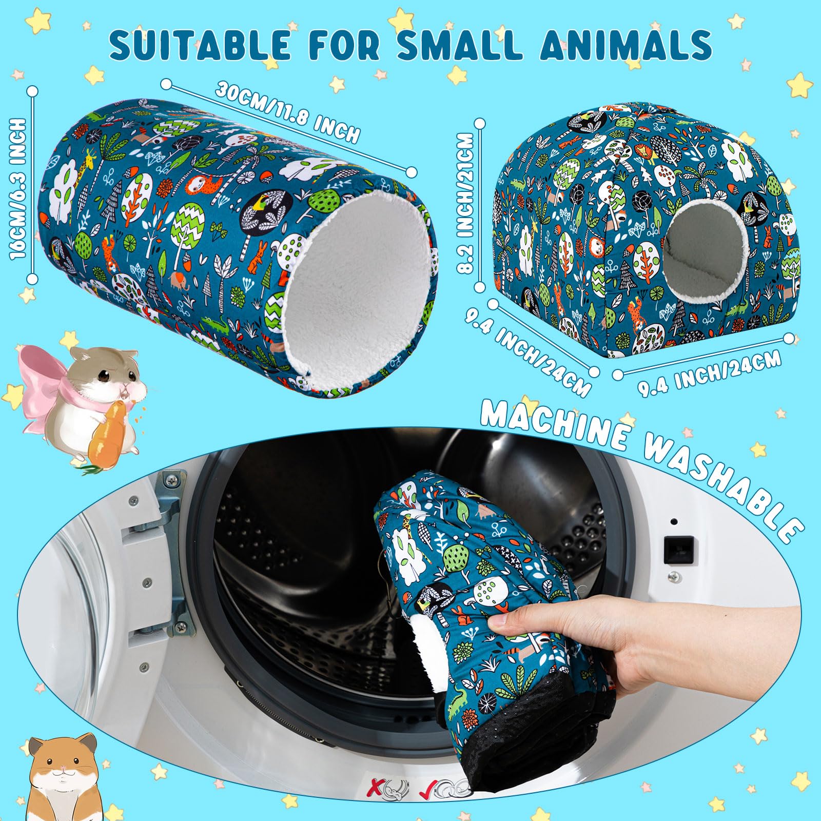 Croblissful 6 Pieces Guinea Pig Hideout Set Soft Bunny Bed And Tunnel Washable Sugar Glider Toy Chinchilla House Bed Accessories