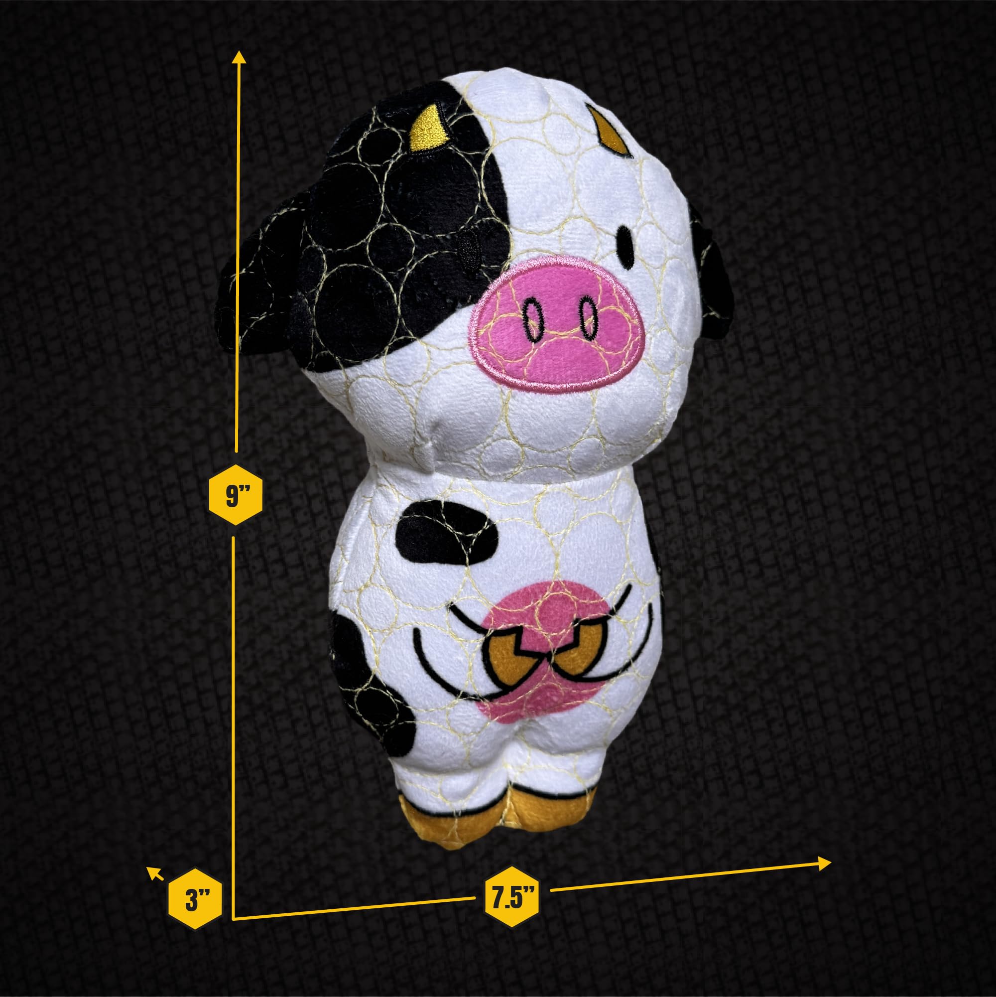 Bite Force -Durable & Strong Dog Toy Cow with Squeaker, Kevlar-Reinforced for Aggressive Chewers for Small Medium Large Dogs - W