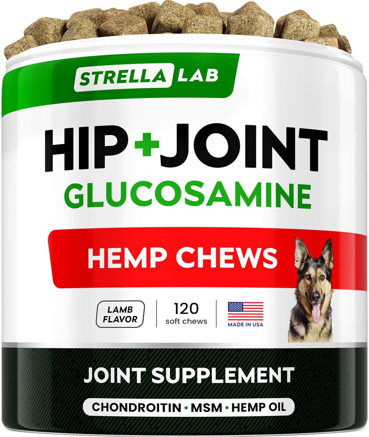 Advanced (Hemp+Glucosamine) Joint Treats For Dogs - Hip & Joint Supplement W/ Chondroitin, Omega-3, Msm - Hemp Chews For Dogs Hi
