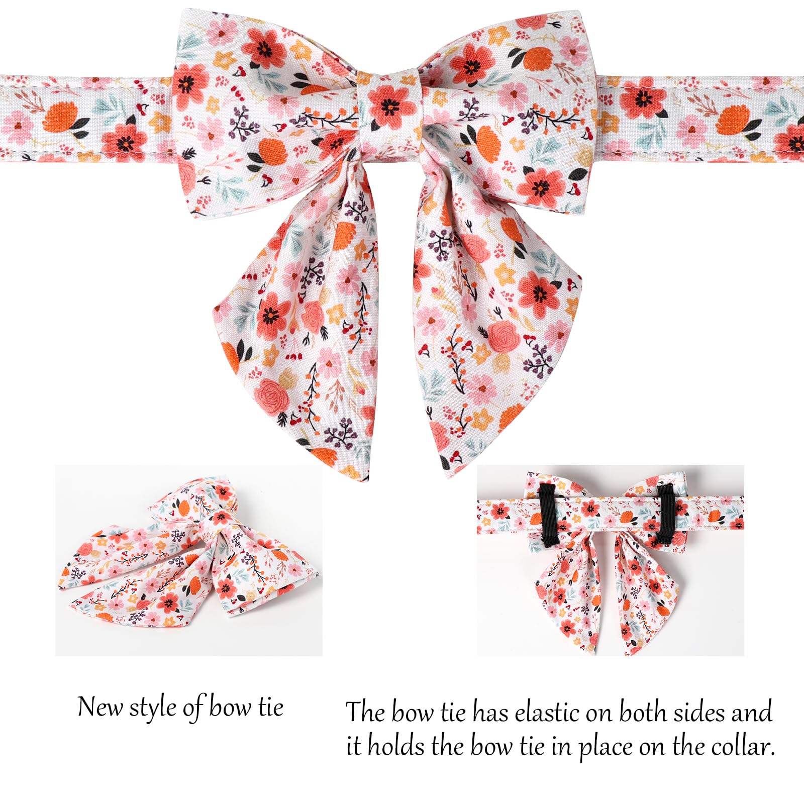 Lionet Paws Design Dogs Collar Cute Flower Sailor Bow Dog Collars For Girl Female Medium Large Dogs With Summer Floral Xl