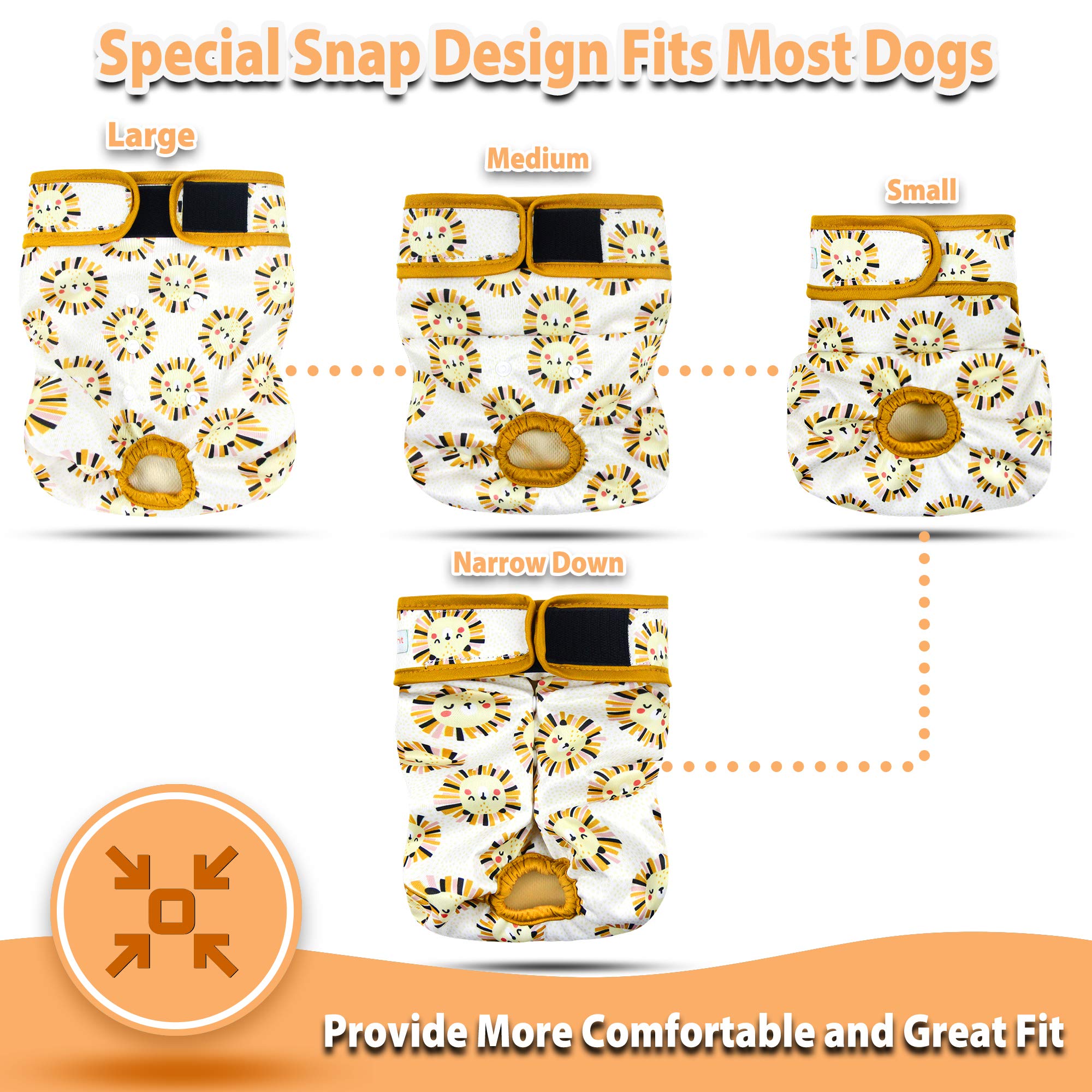 Langsprit Washable Female Dog Diapers (3 Pack) - Doggie Reusable Small Medium Large Dog Diapers for Doggy Puppy Female in Period